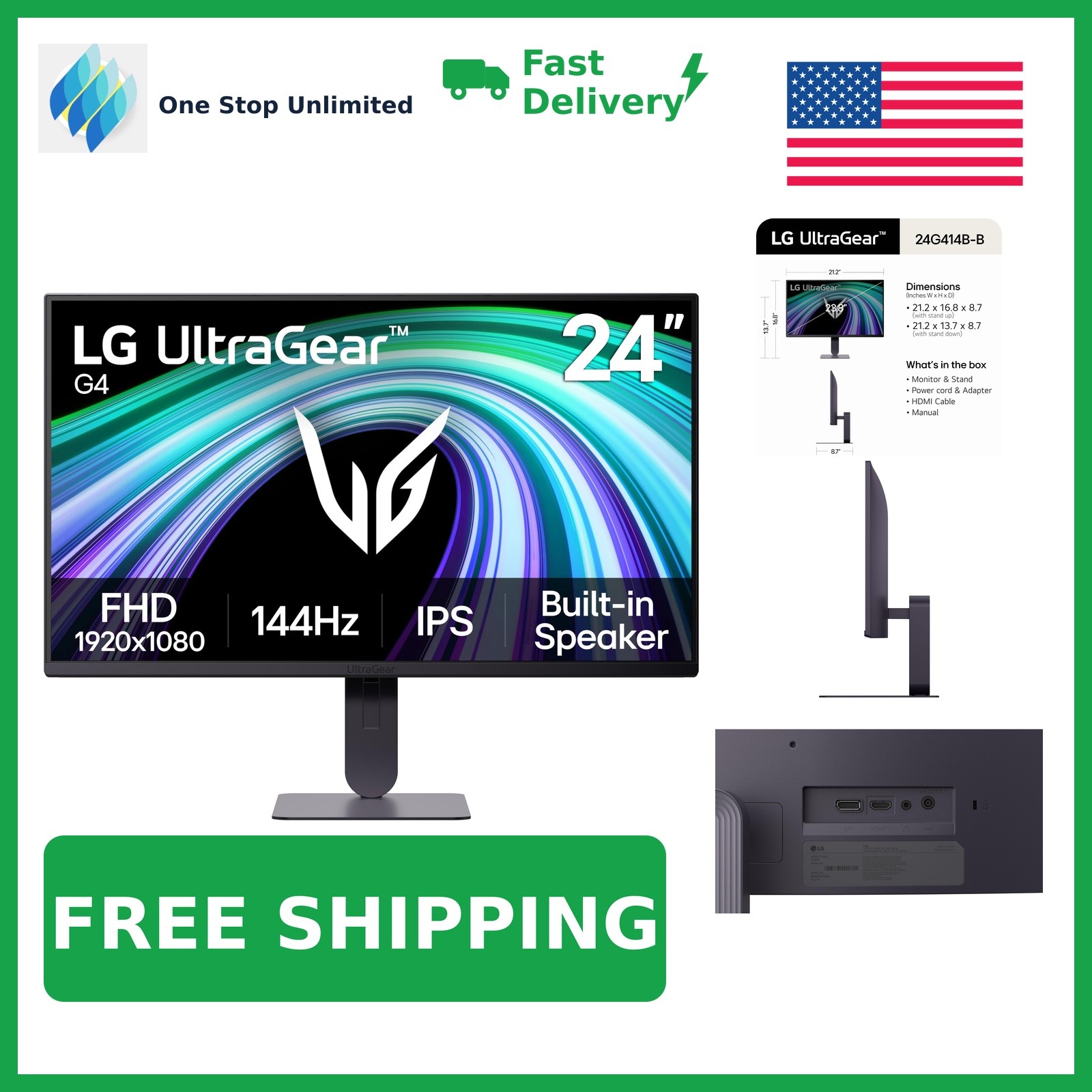 LG 24 inch Ultragear IPS 144Hz 1ms Gaming Monitor
