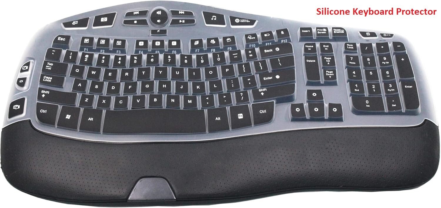Keyboard Cover for Logitech K350 Wireless Wave Keyboard, Logitech MK570 Black