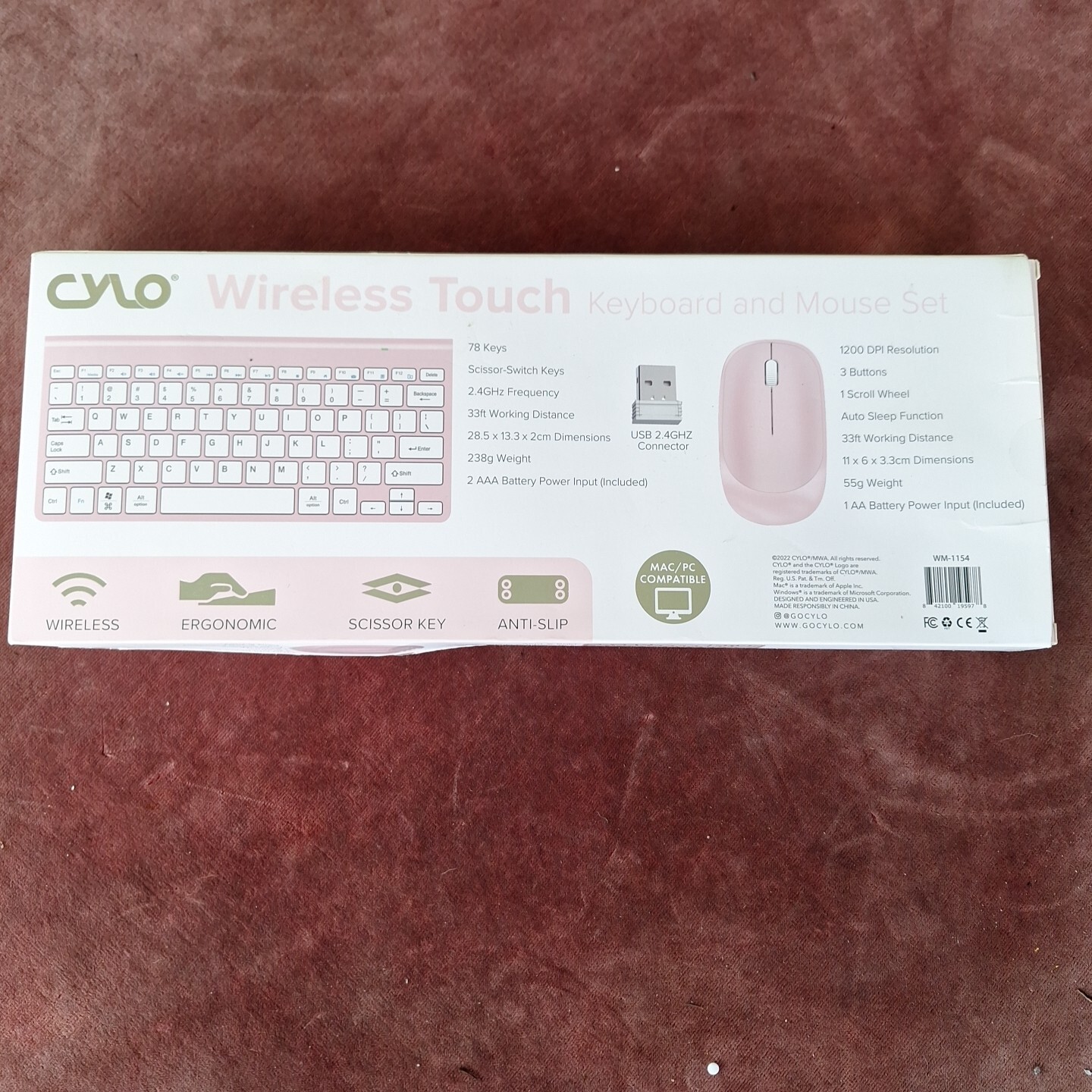 CYLO Plug & Play Wireless Mouse W Keyboard PINK & White Universal PC or MAC Girl