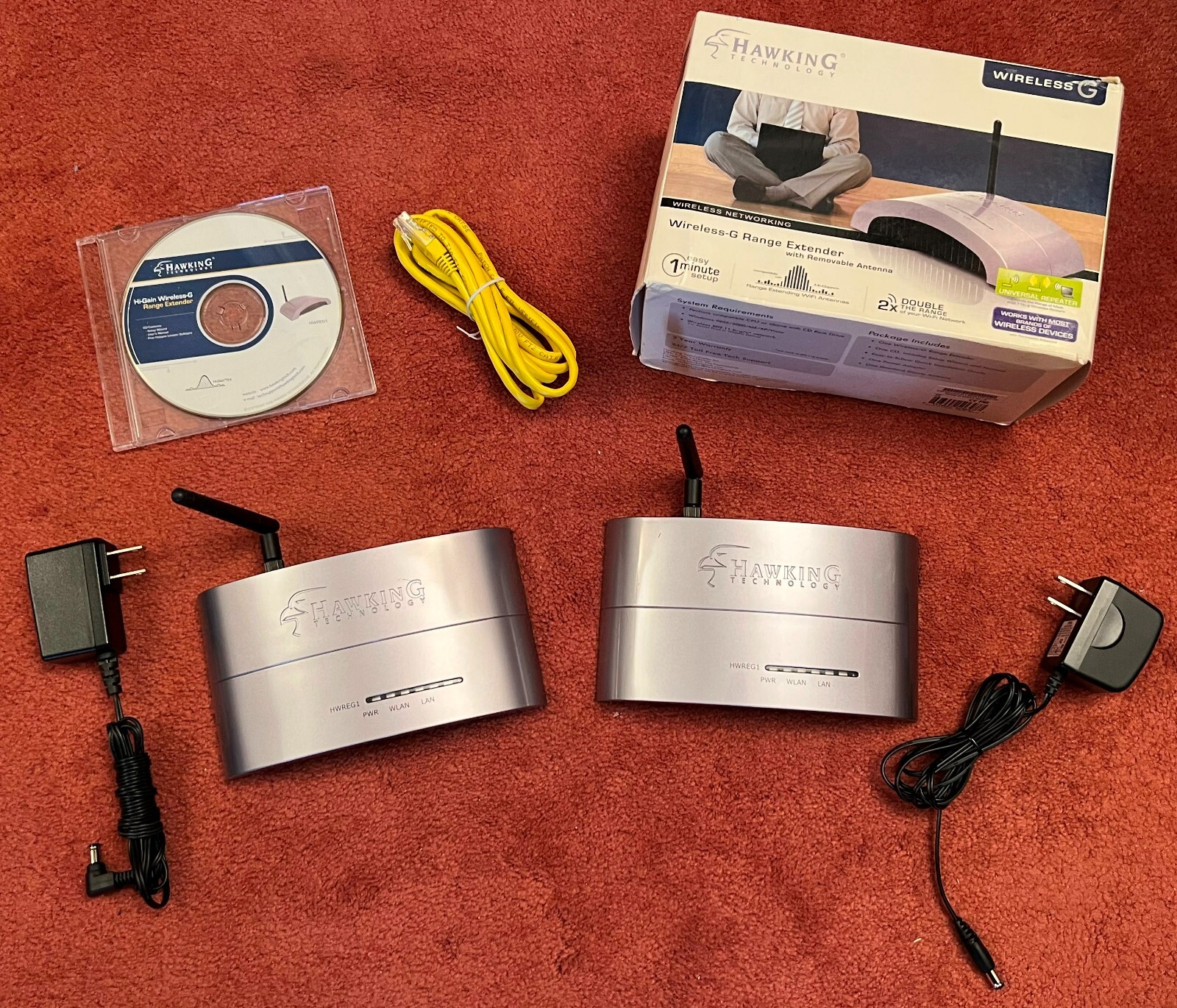Great Deal Pair of Hawking Technology Wireless-G Range Extenders HWREG1