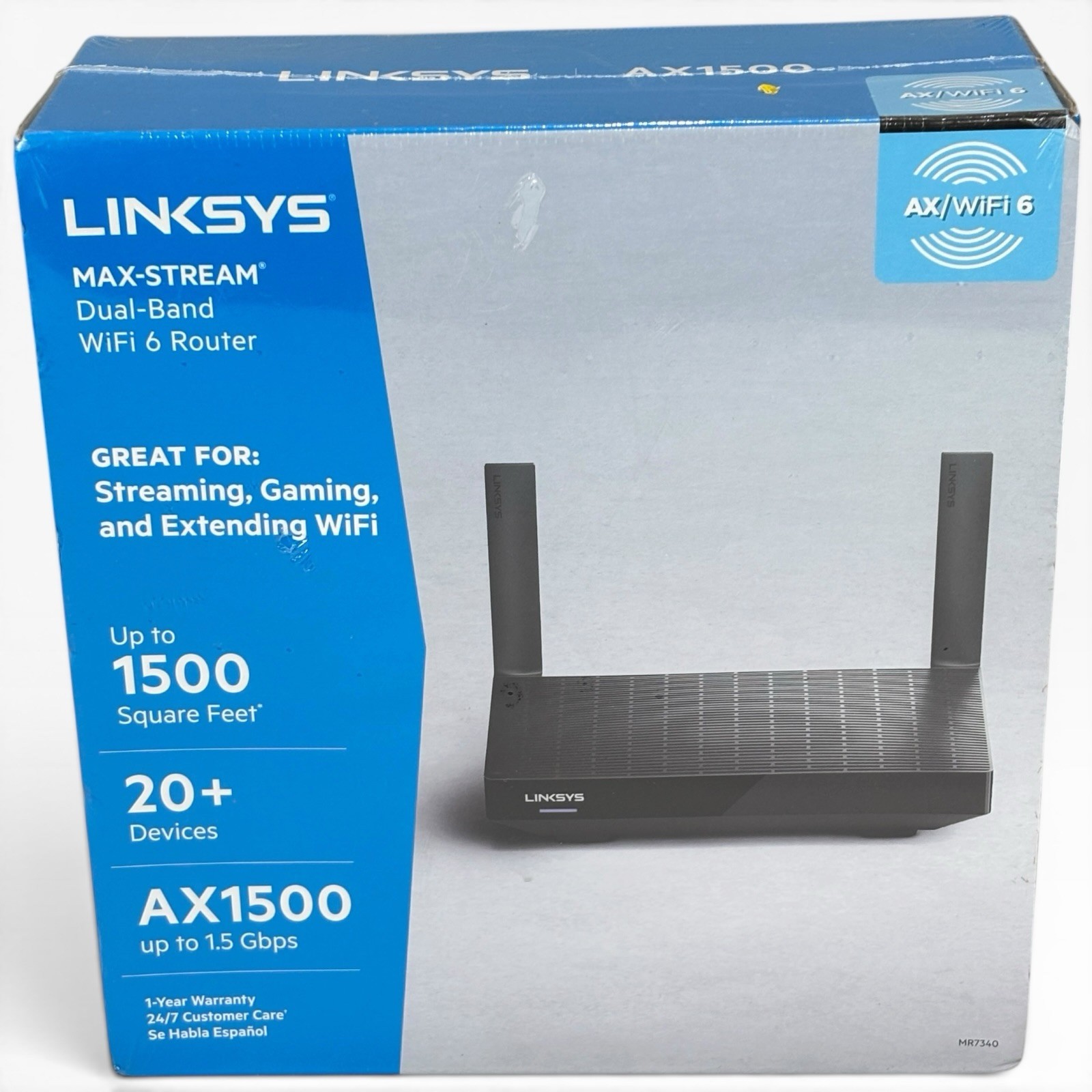 Linksys MAX-STREAM AX1500 Dual-Band WiFi 6 Router - MR7340 - NEW SEALED
