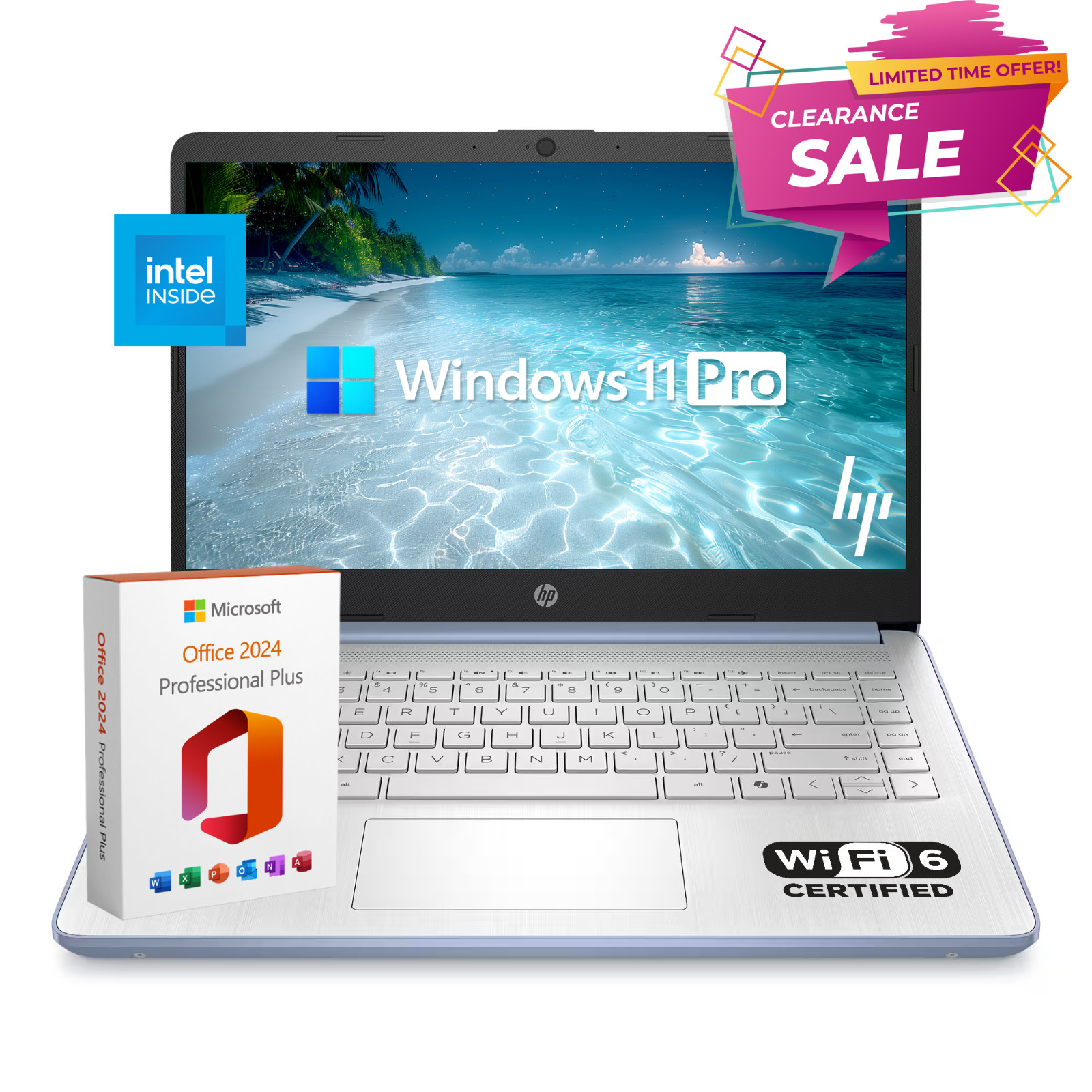HP Laptop Computer 14", 4-Core Intel N150, 8GB RAM + 628GB Storage, Win 11 Pro