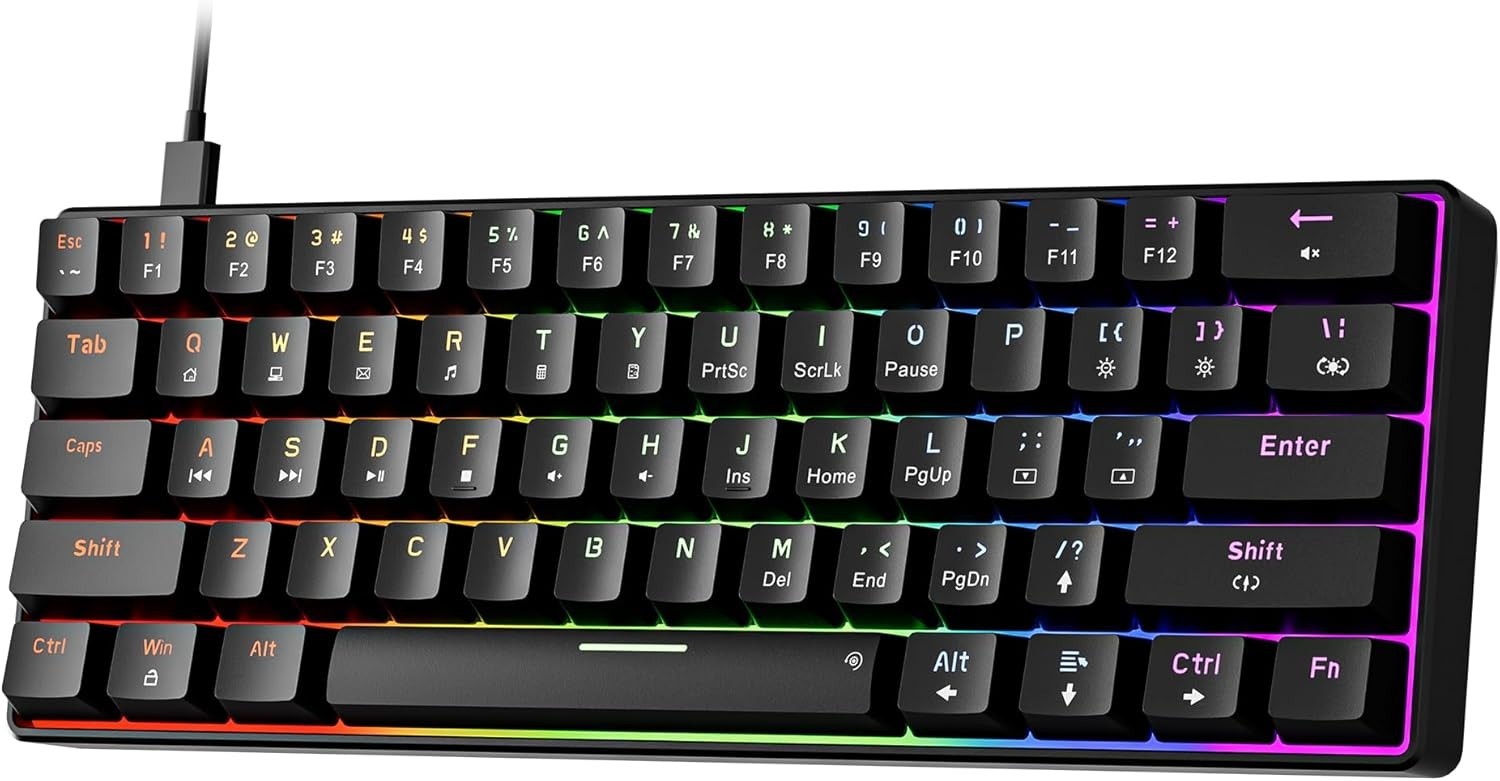 Teclado Mecanico 60 Percent Keyboard Mechanical with Backlit Keycaps Mac/Windows