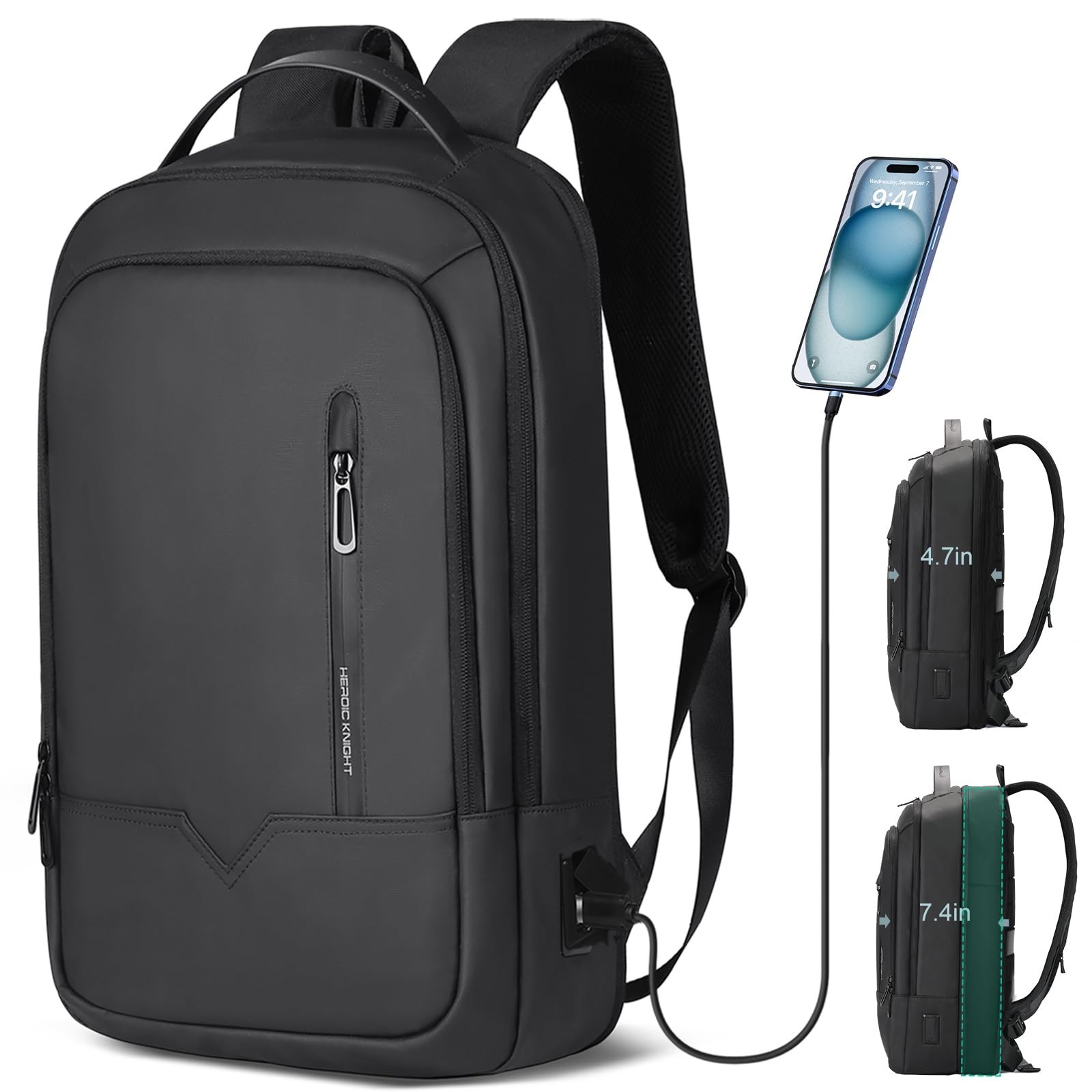 hk Slim Expandable Laptop Backpack for Men, 15.6 Inch Business Work Backpack ...