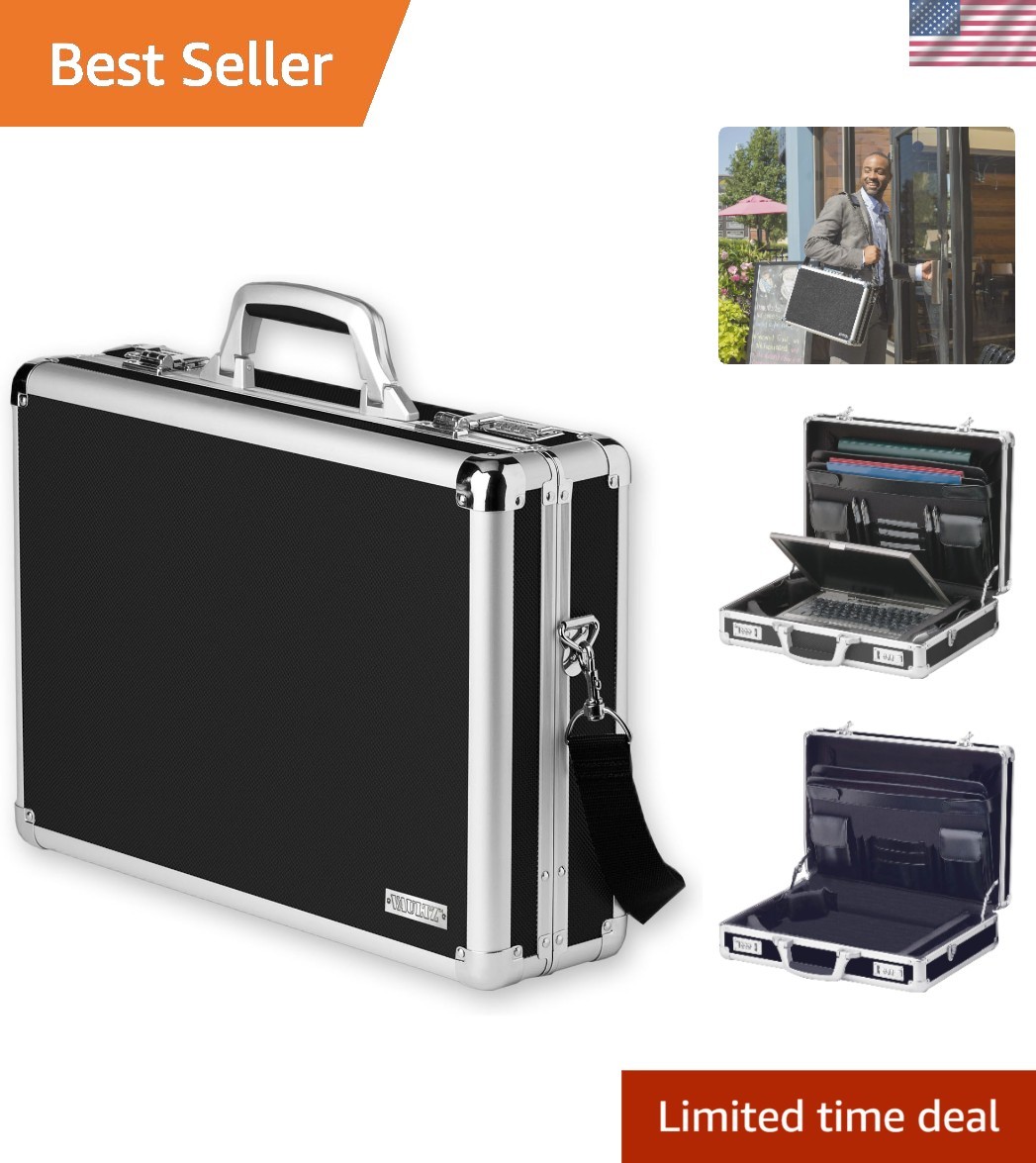 Locking Briefcase - 18 x 14.25 x 5 Inch Combination Lock Hard Laptop Case w/S...