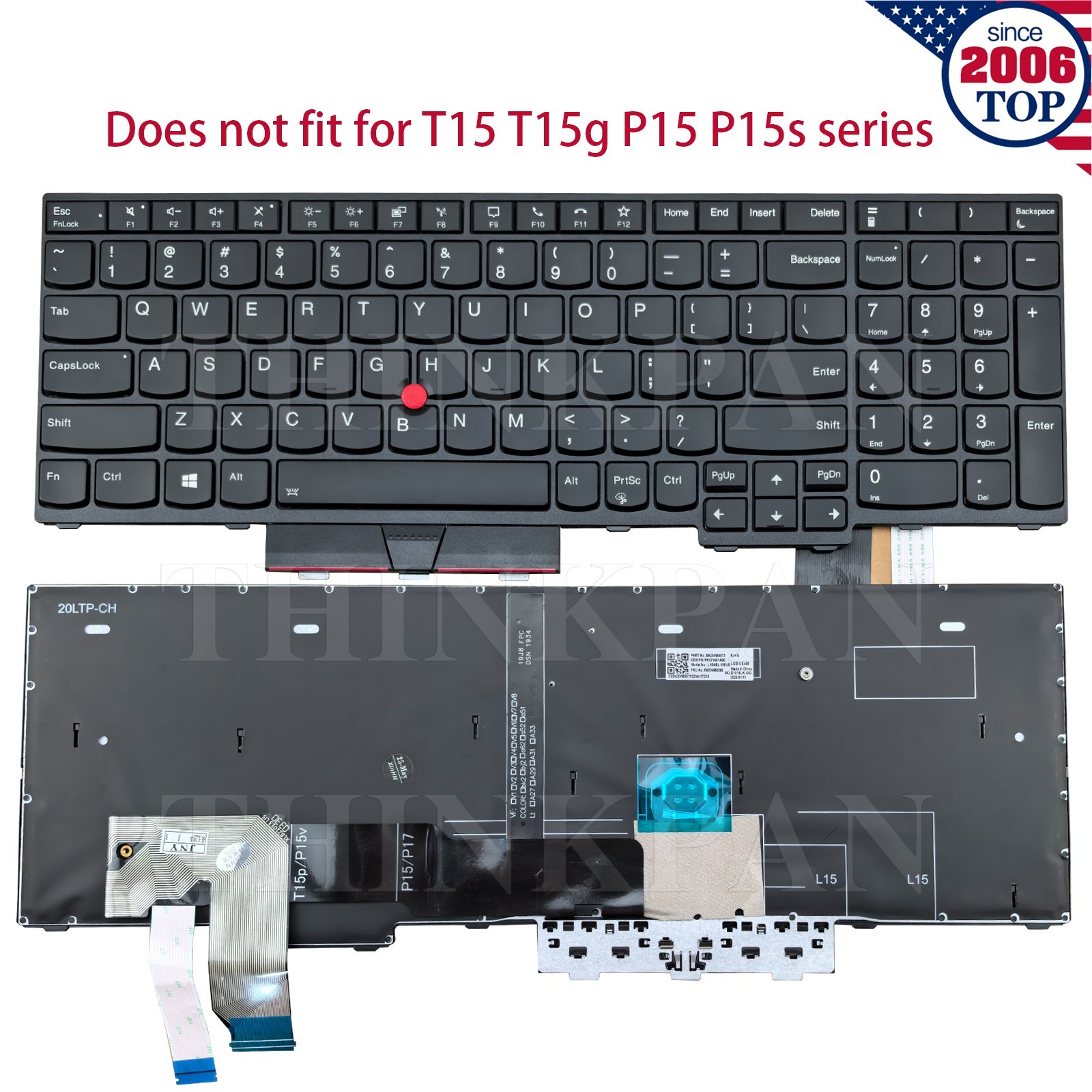 New US Backlit keyboard for Lenovo Thinkpad T15p Gen 1 Gen 2 Gen 3