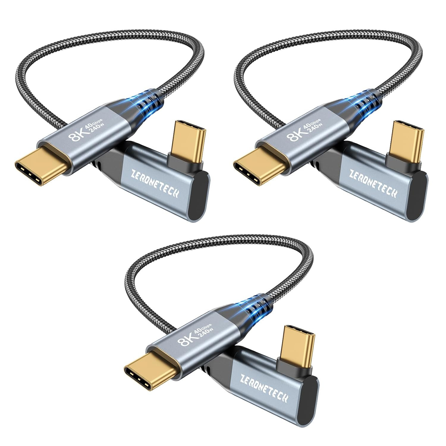 Zeroneteck 6 Inch USB C for Thunderbolt 4 Cable [3-Pack 0.5FT], 40Gbps High Spee
