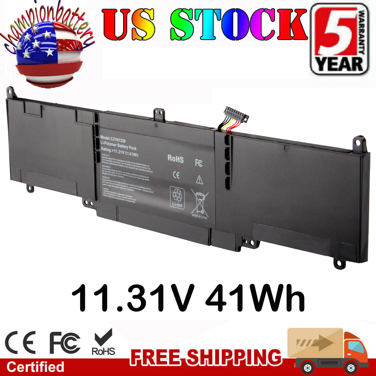 C31N1339 Battery for Asus ZenBook UX303 UX303L UX303LN TP300L Q302L Q302LA 41Wh