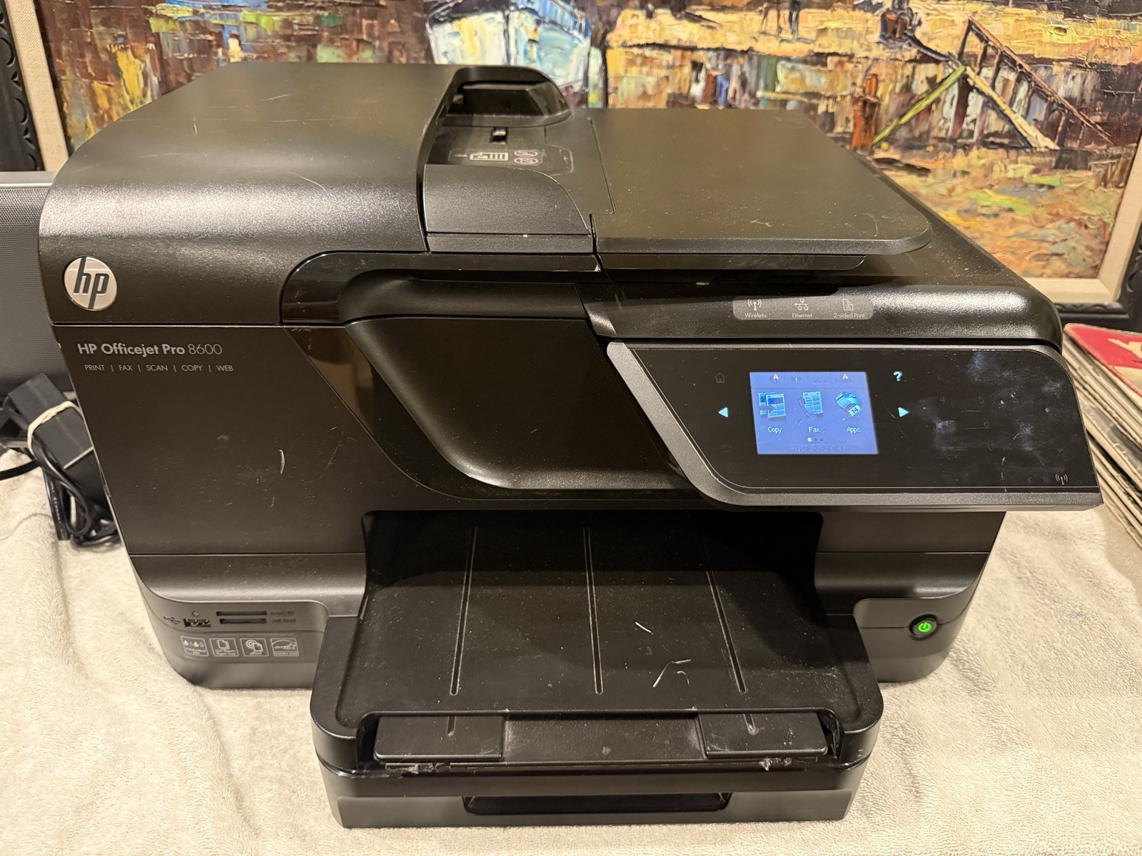 HP OfficeJet Pro 8600 Premium Printer Two Paper Trays N911 -TESTED- NEW INK