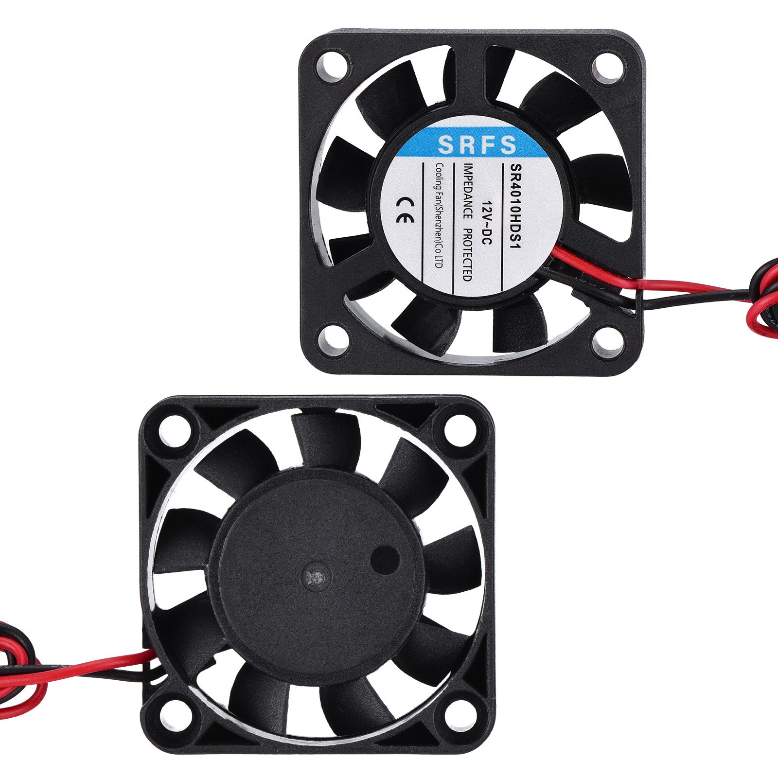 2Pcs, 12V Brushless Cooling Fan Ball Bearing w/ 2.54mm A1 Plug SR4010HDS1