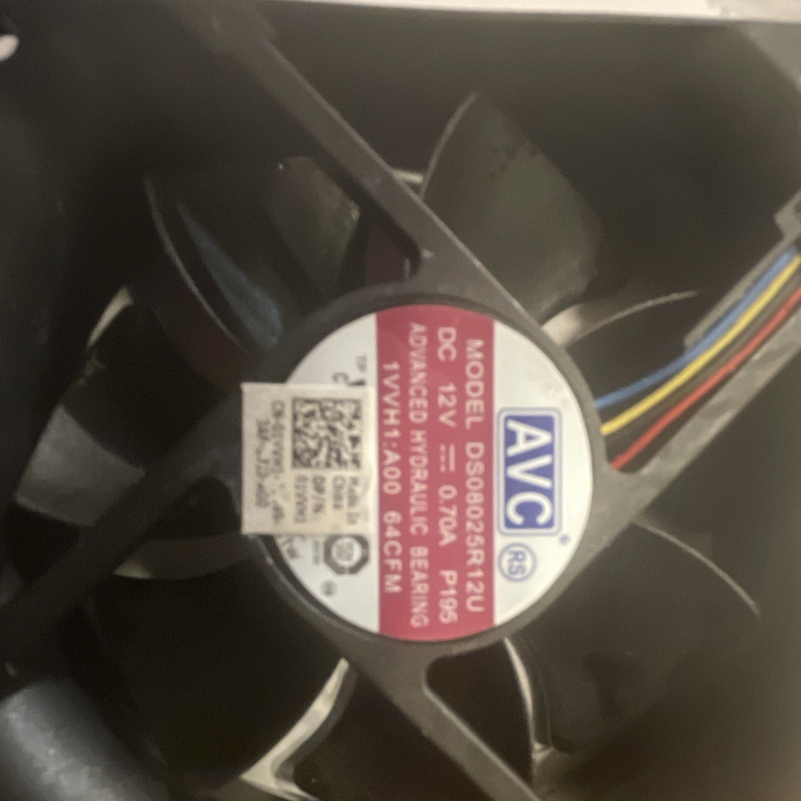 AVC DS08025R12U 80mm 12V 64 CFM 3700RPM 4-Pin Hydraulic Case Fan Black