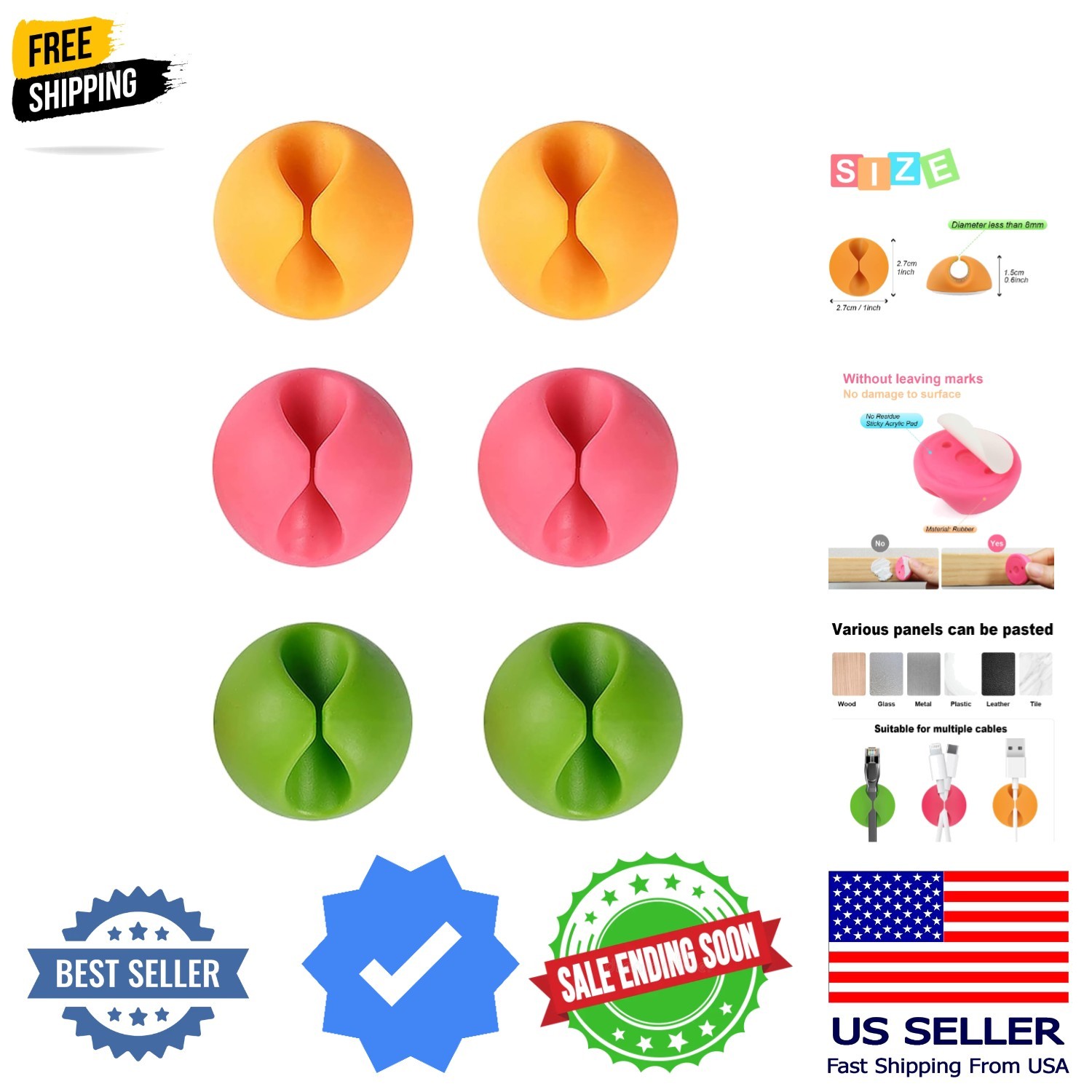 Cable Clips, Desk Cable Drop, Desk Wire Clips for All Your Computer, Electric...