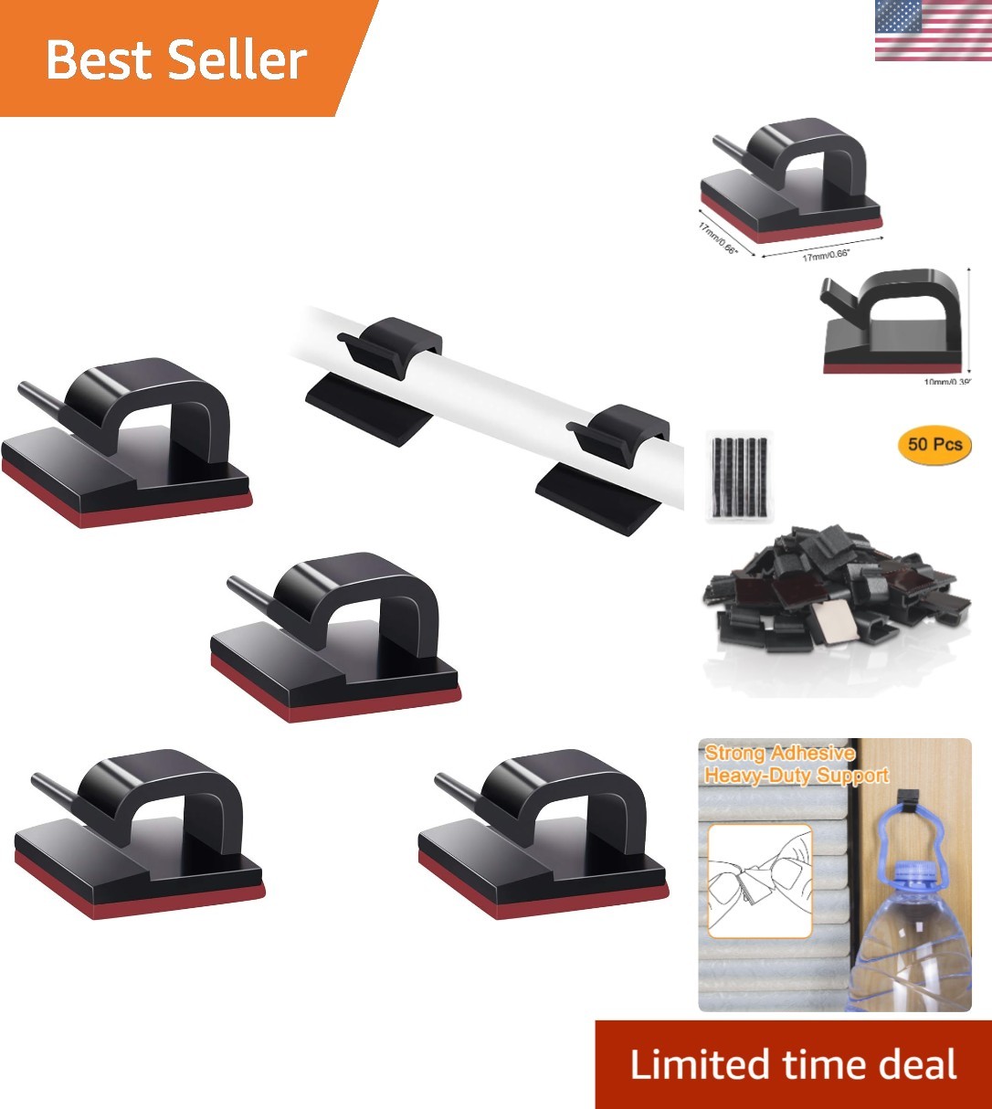 Effortless Cable Organization: 50 Eco-Friendly Sticky Clips for All Surfaces
