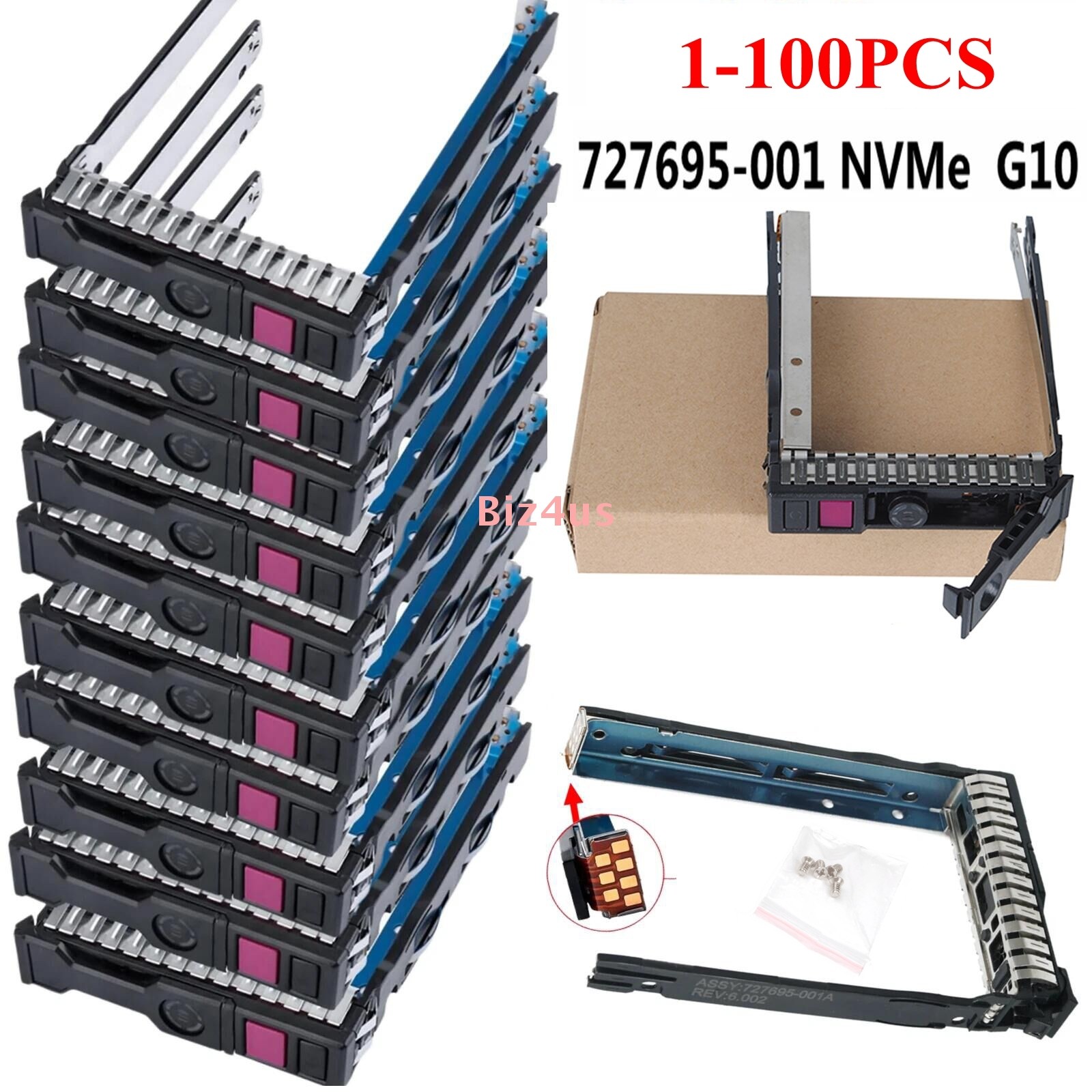 Lot 2.5" NVMe HARD DRIVE CADDY TRAY FOR HP PROLIANT DL380 DL360 GEN10 727695-001