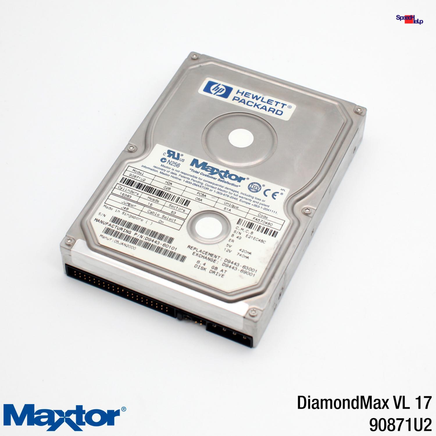 Ide Ata Hdd Maxtor Diamond Max Vl 17 90871U2 8.4Gb 8400Mb Hard Disk