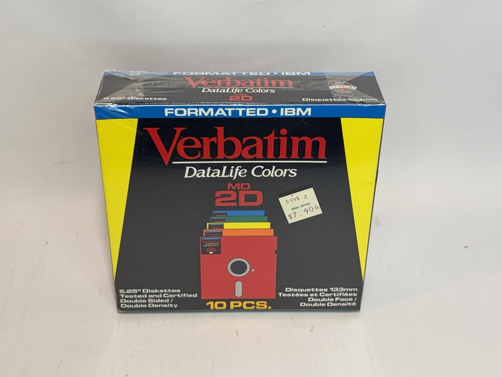 NEW VERBATIM DATADLIFE COLORS DOUBLE DENSITY 5¼” MD2-D DISKETTES 10PC