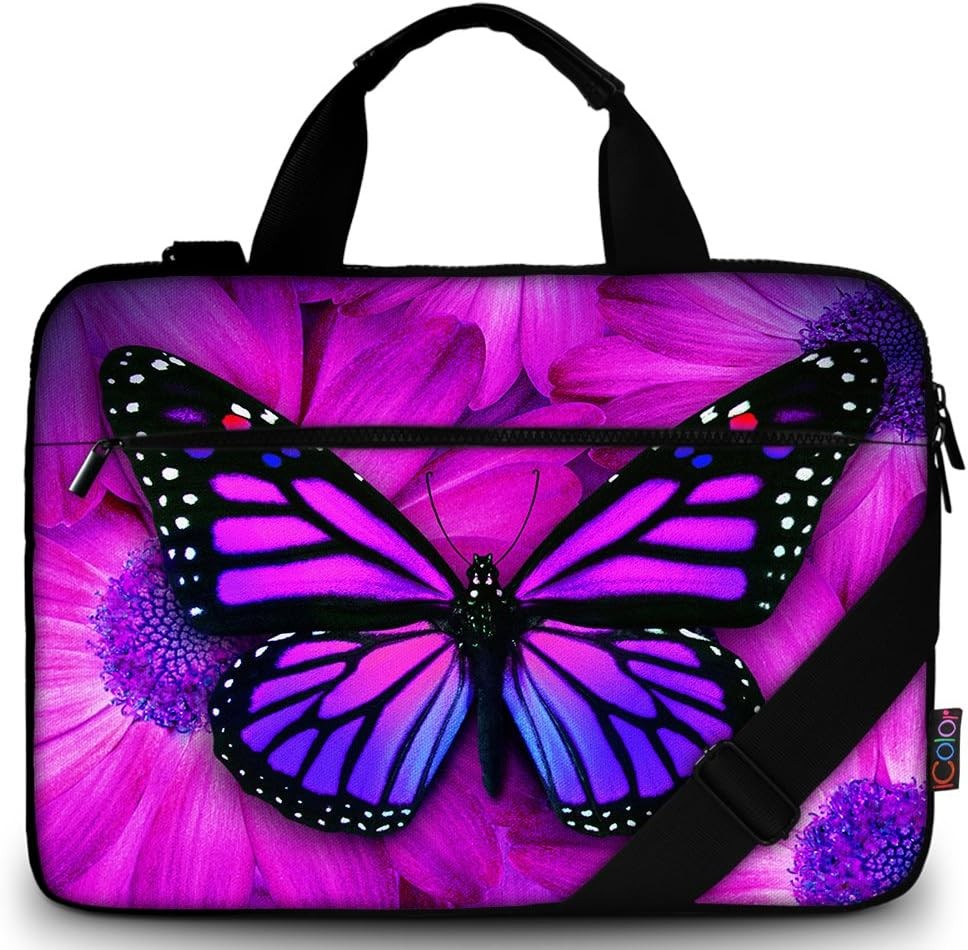 Canvas Laptop Shoulder Bag Case for 14.5 15 15.6 Inches Ultrabook Notebook, Purp