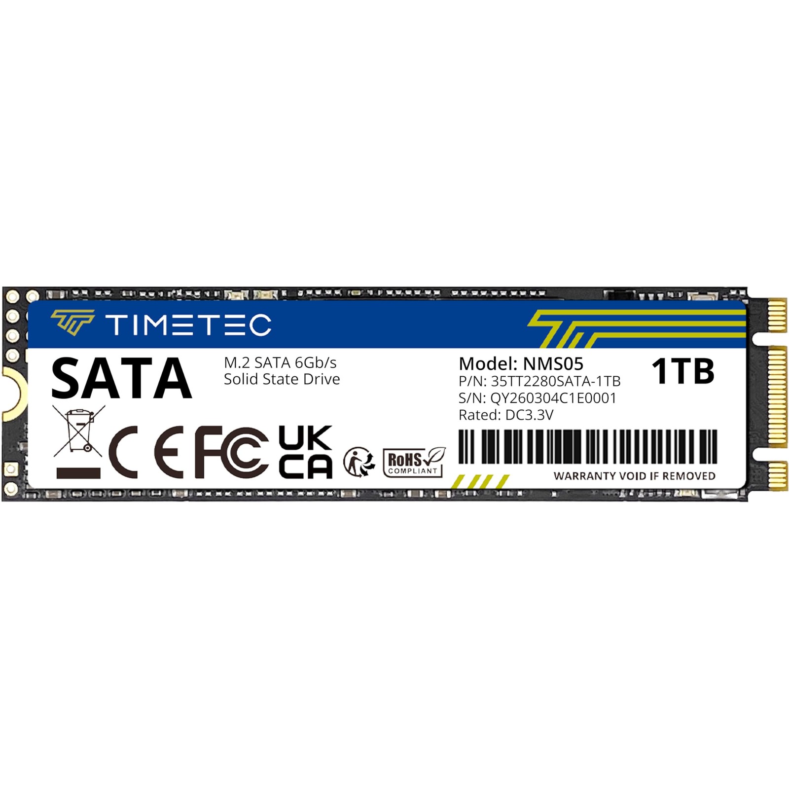 Timetec 1TB SSD 3D NAND SATA III 6Gb/s M.2 2280 NGFF 512TBW Read 1TB, Black
