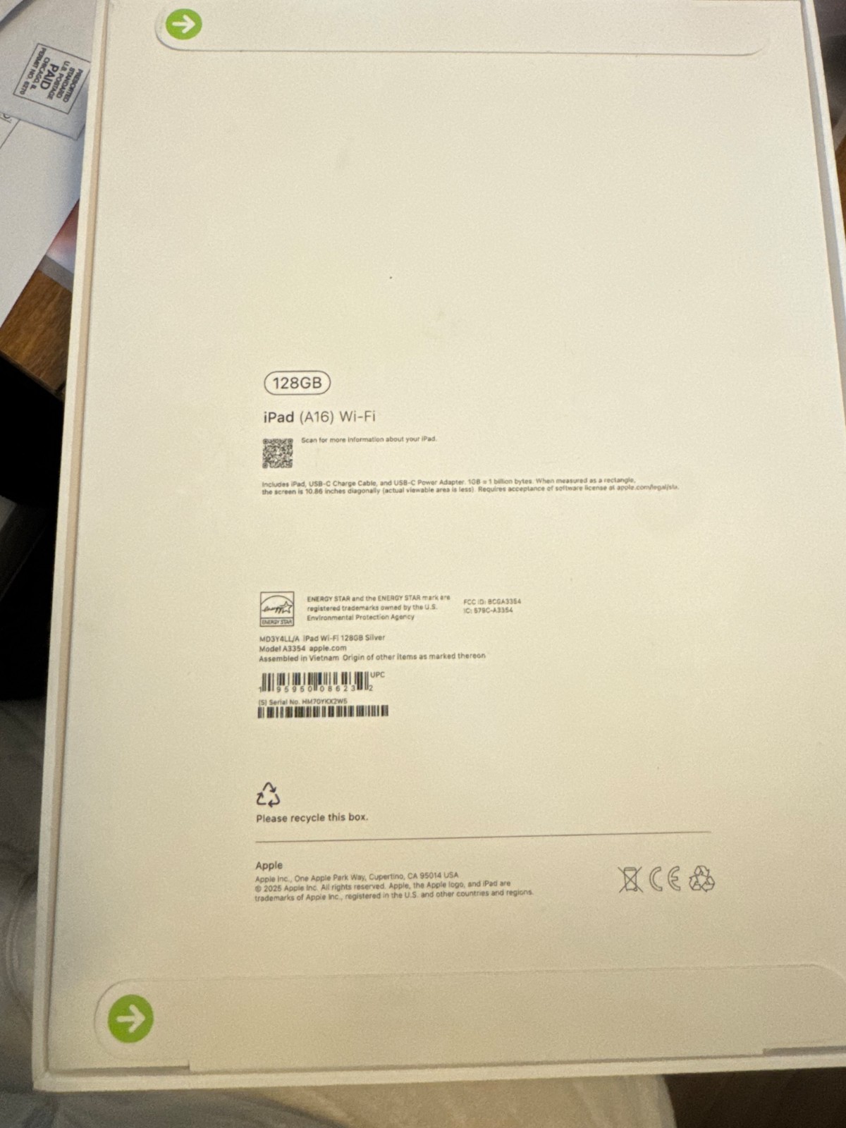 Brand New / Sealed Apple iPad 11th Gen A16 128GB Wi-Fi Silver A3354 (MD3Y4LL/A)