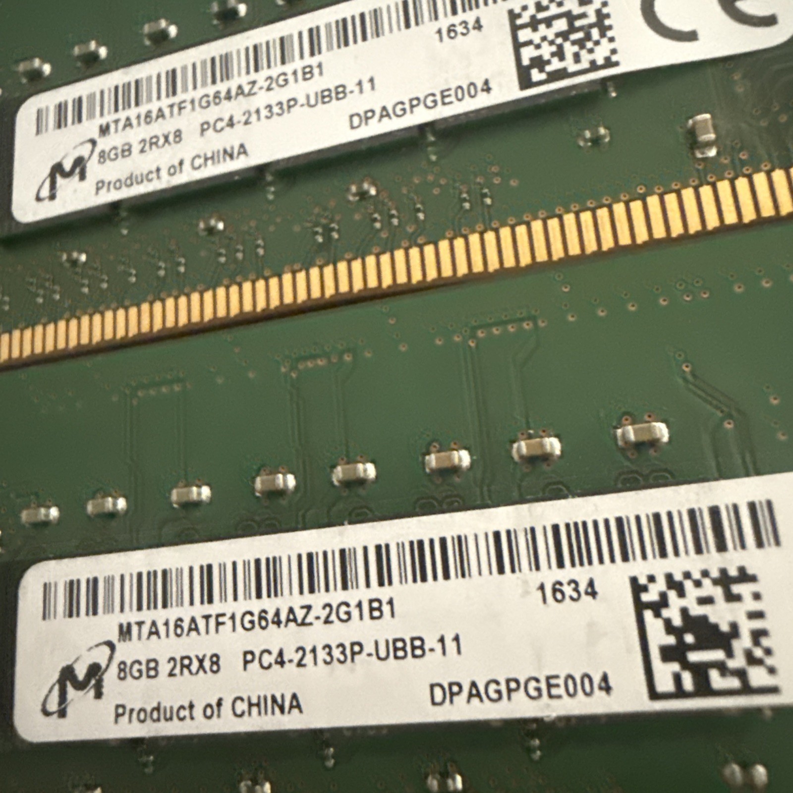 Lot Of 3 Micron 8GB 2Rx8 PCR-2133P Desktop Memory Module.