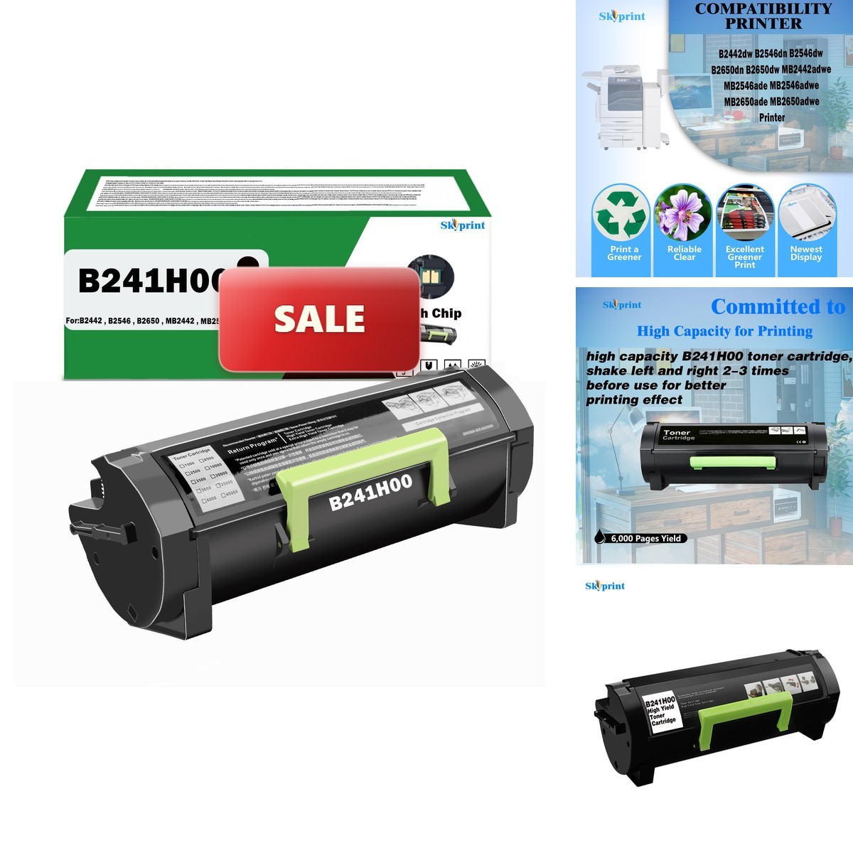 SkyPrint Compatible Lexmark B241H00 Black High Yield Toner Cartridge B241H00