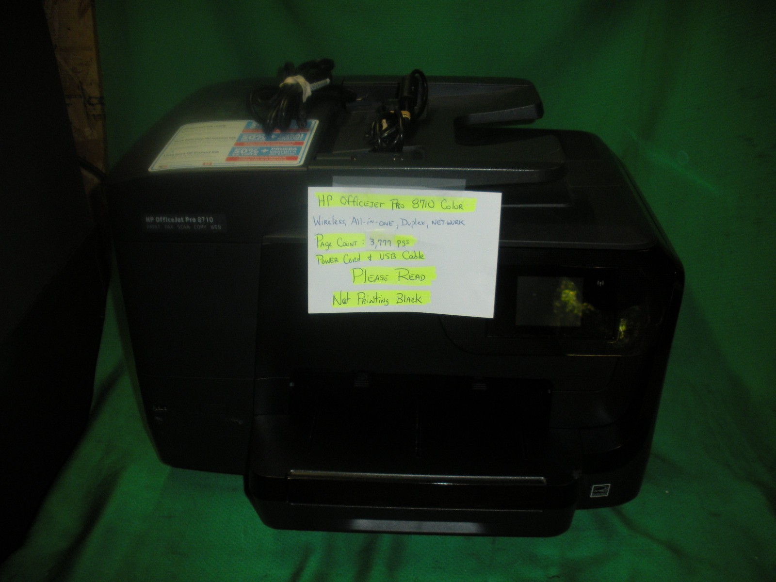 HP Officejet Pro 8710 All-in-One Wireless Printer Pg Count  3,777  PLEASE READ
