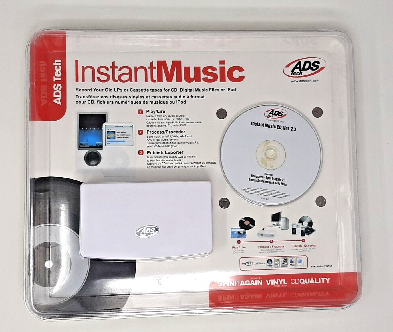 ADS Tech Instant Music RDX‑150‑SK‑EF – Audio Capture Device – NEW