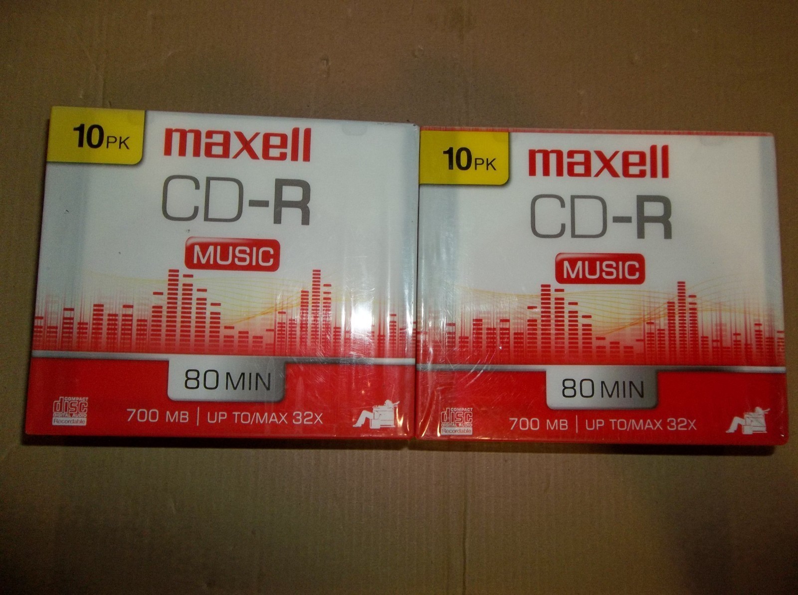 (2) Maxell CD-R Compact Discs Music Audio Recordable 80 Minute, 700mb 10 Pack