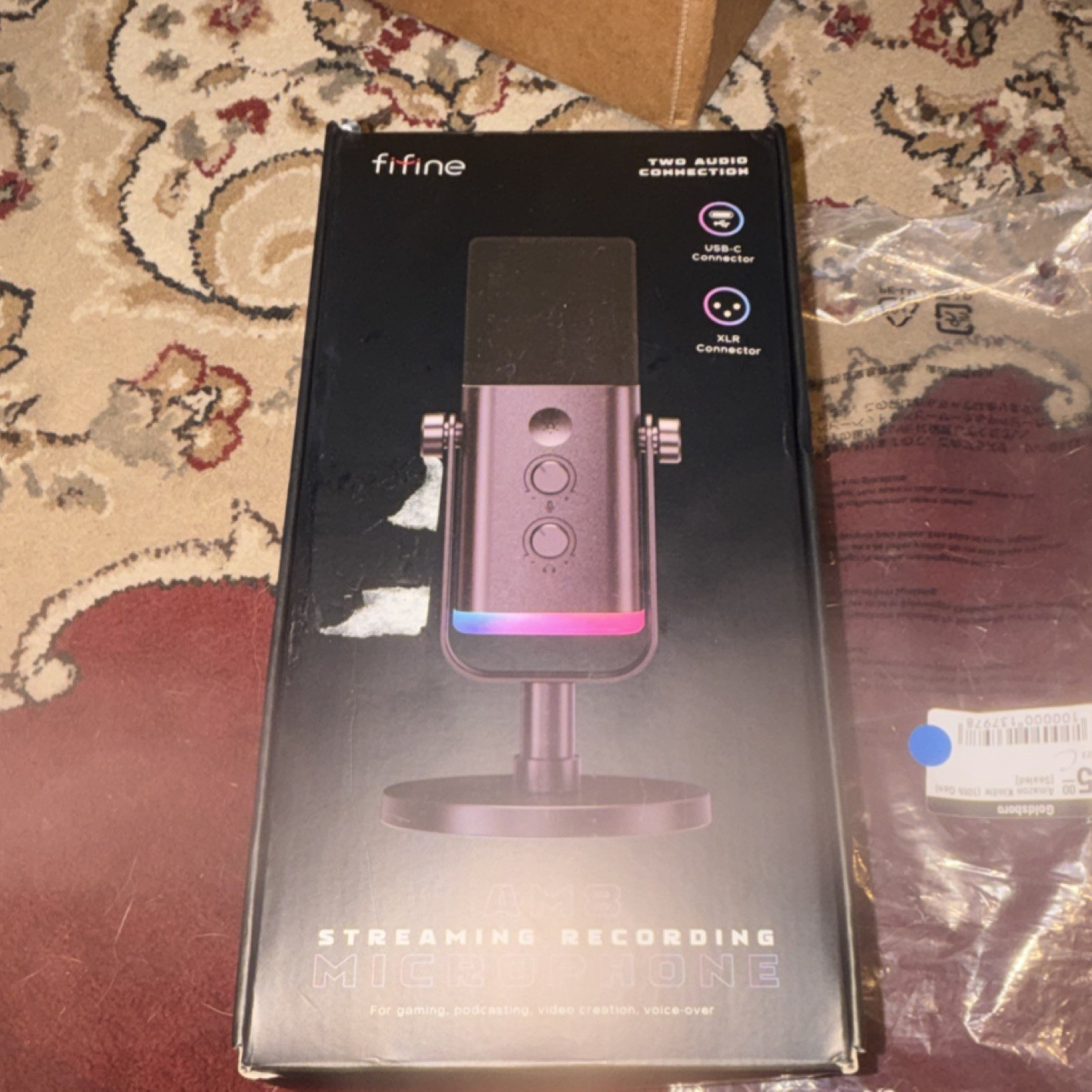 FIFINE AM8 Desktop Microphone USB-C/XLR Black Adjustable Stand Recording