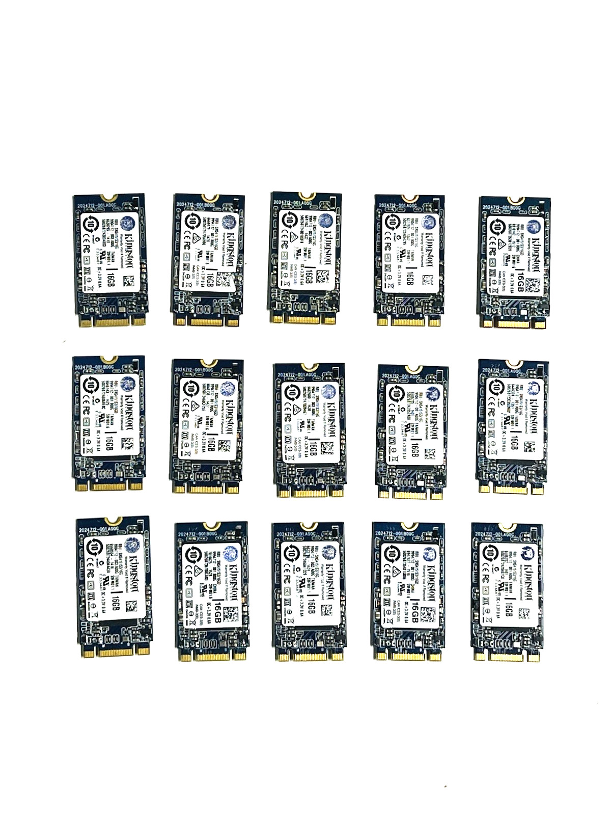 Fifteen (15)  Kingston Chromebook 16GB M.2 SSD/NVME RBU-SNS4151S3/16GD SATA 2242