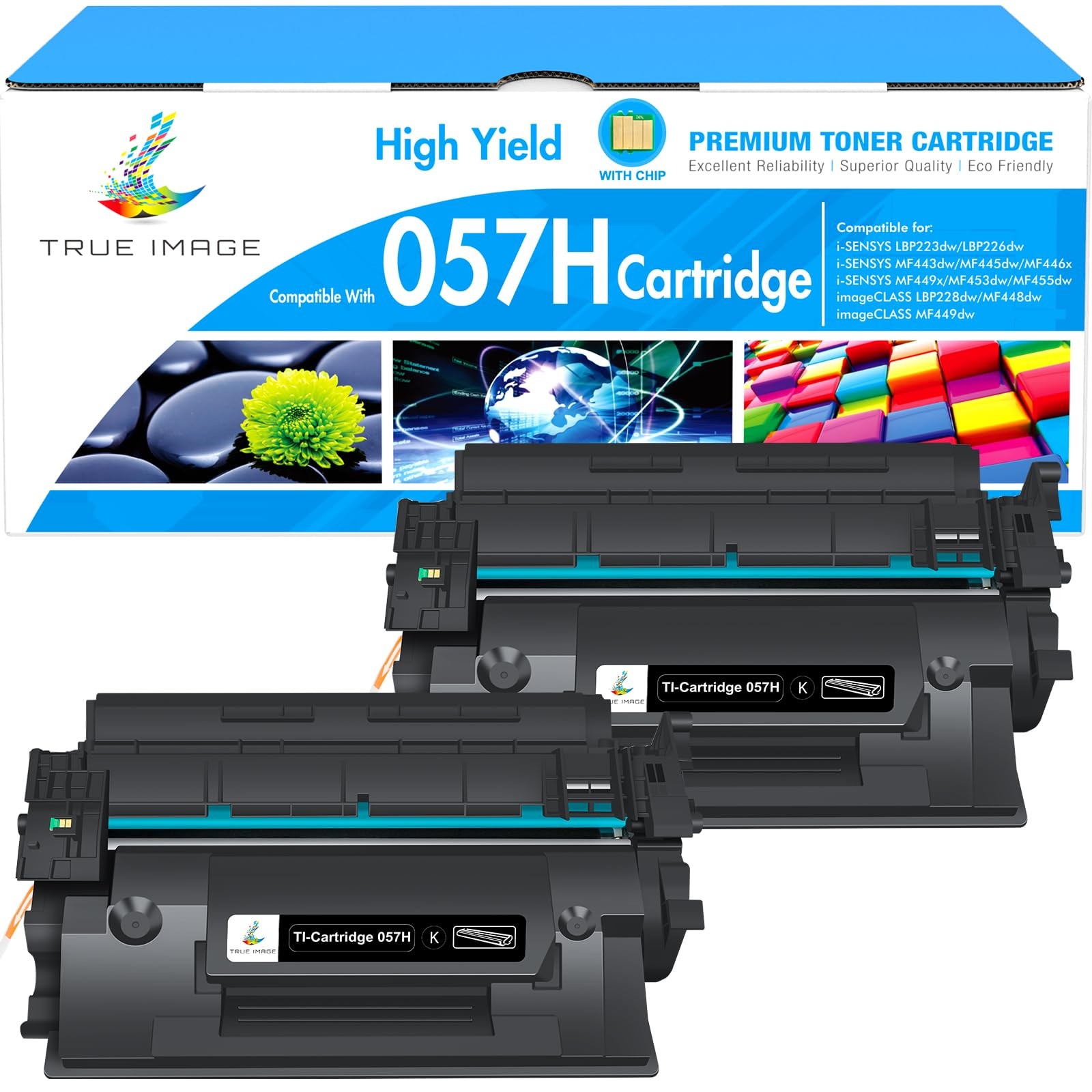 057H Black High Yield Toner Cartridge for Canon MF455Dw MF445Dw 2 Pack