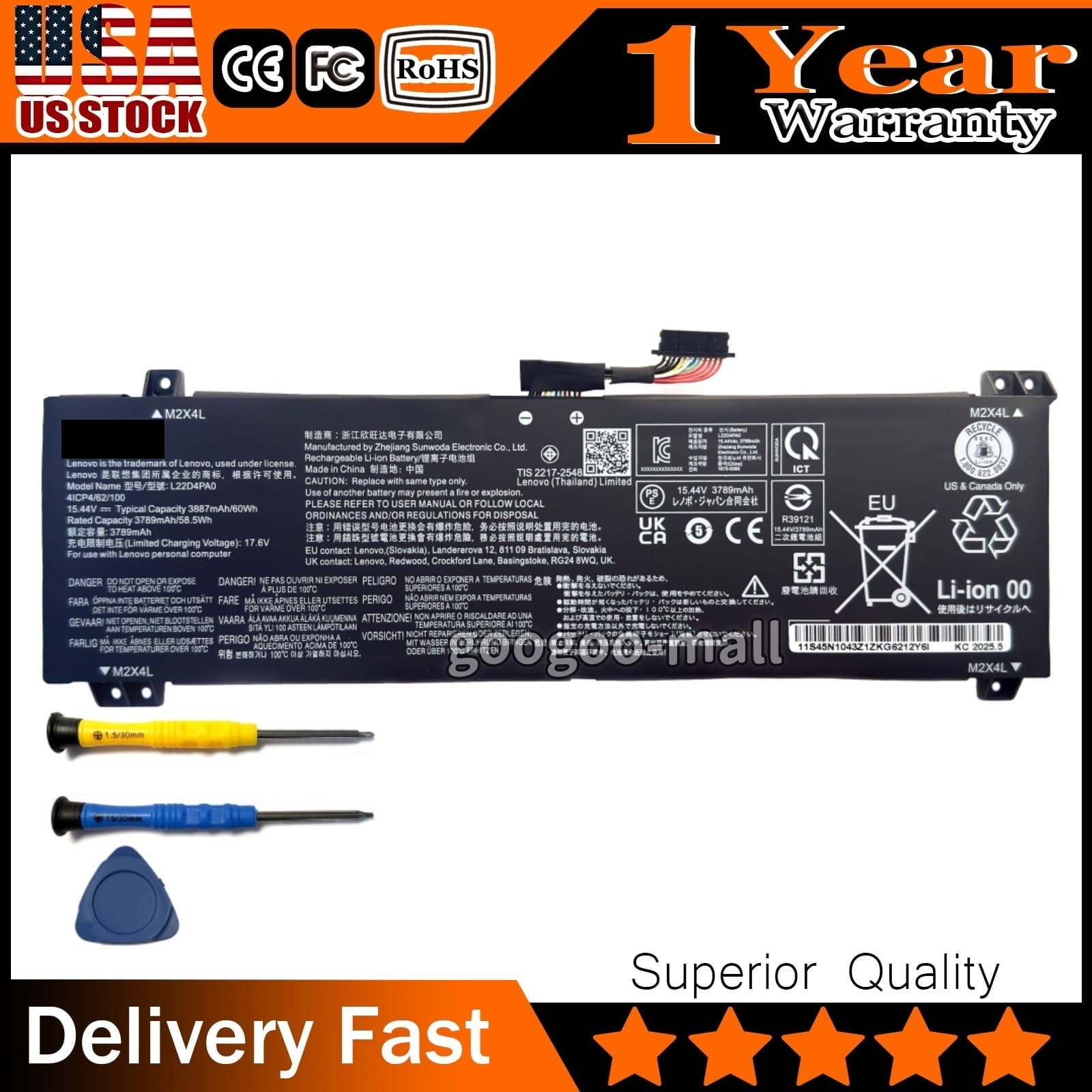 Genuine L22D4PA0 Battery for Lenovo LOQ 15IRH8 15APH8 L22M4PA0 L22X4PA0 L22B4PA0