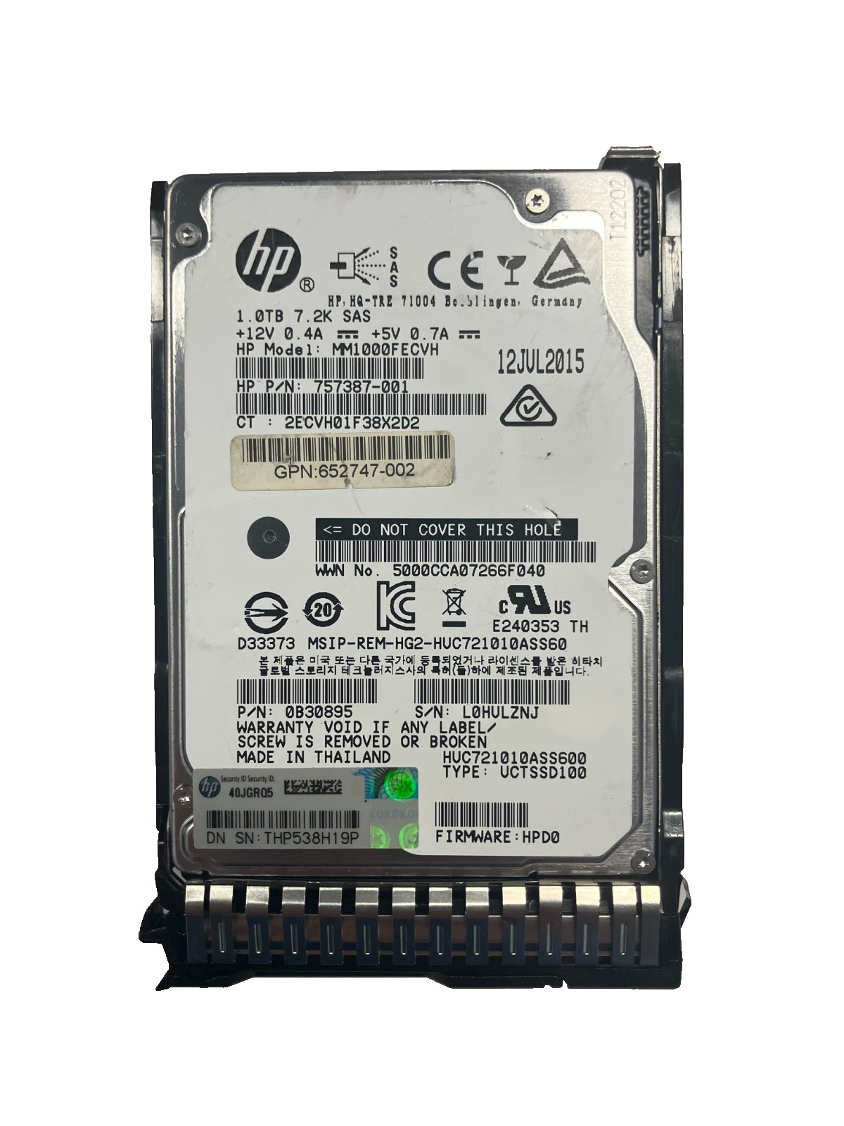 HPE MM1000FECVH HDD 1TB SAS 6Gb/s 2.5" 757387-001 512 b/s