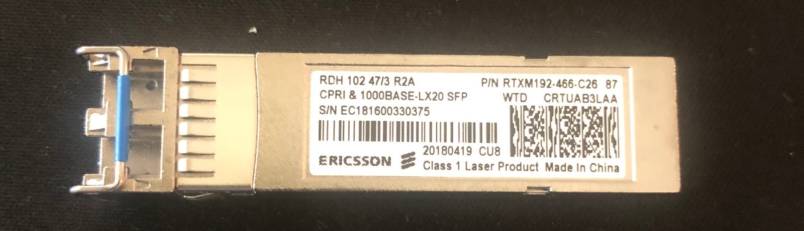 ERICSSON RDH 102 47/3 SFP Fiber Optical Transceiver