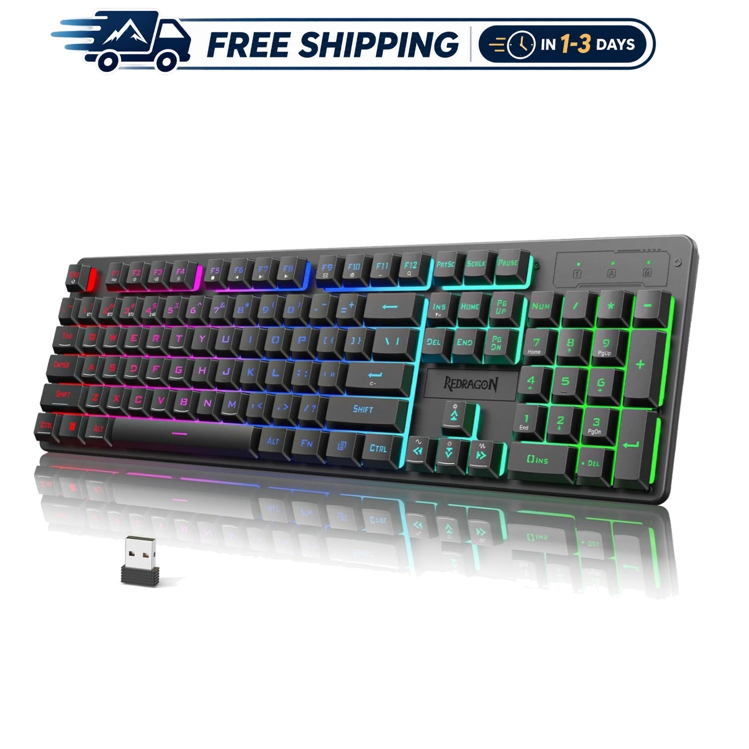 K521KS Tri-Mode Wireless Gaming Keyboard with RGB Backlit and 4000mAh Battery