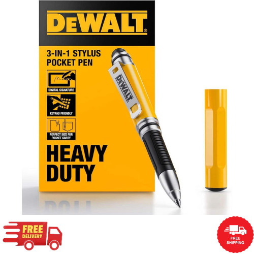 DEWALT Heavy Duty 3-In-1 Mini Stylus Pocket Pen, Tablet Pens for Ipad, EDC Touch