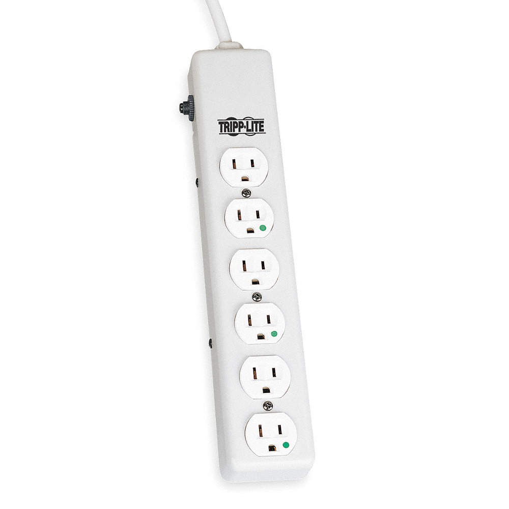 TRIPP LITE PS-606-HG Outlet Strip,6 Outlet,15A,13-3/4" L,Wht 1AYB4