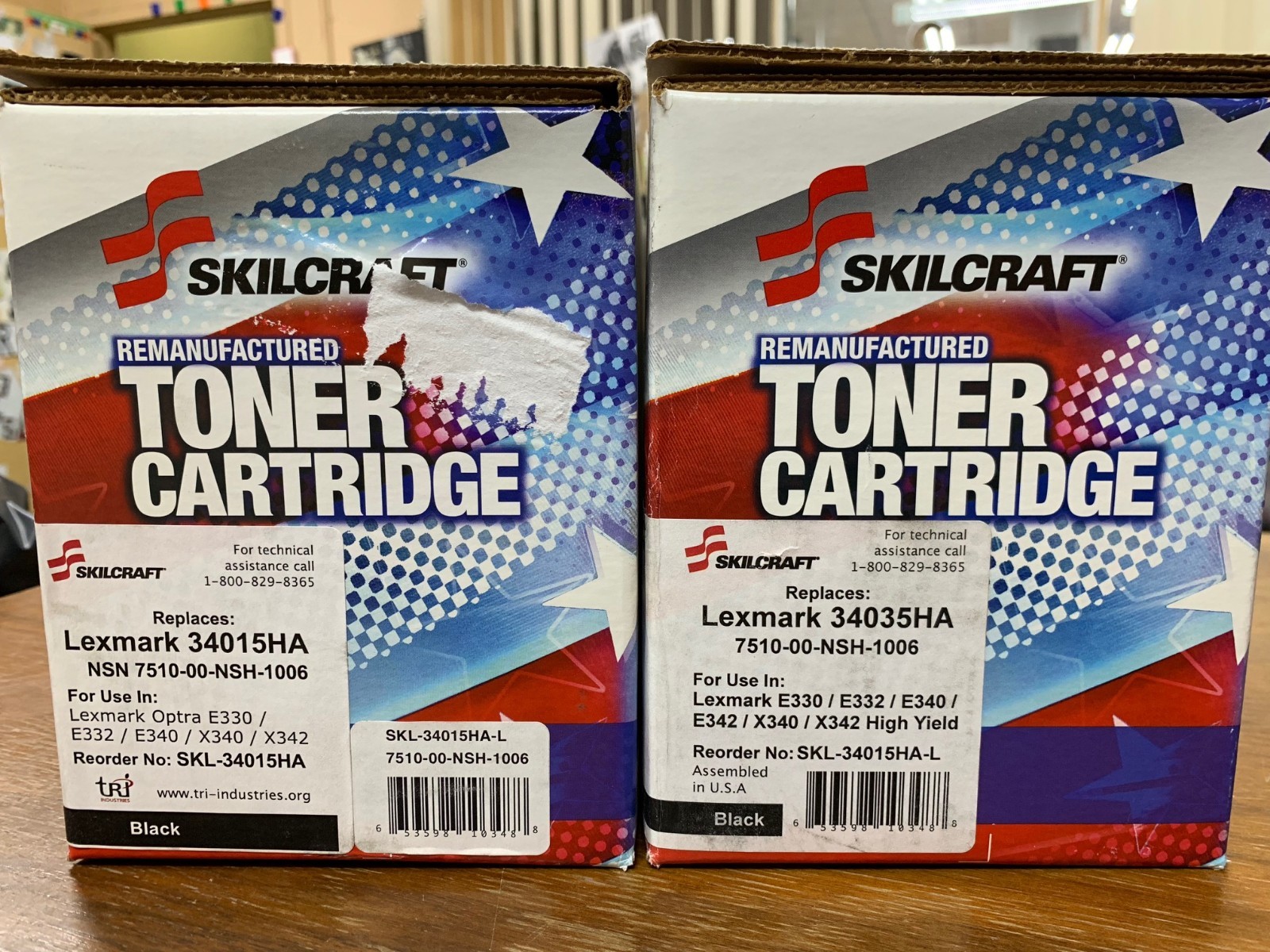 (2) Skilcraft remanufactured Toner Cartridge for Lexmark 34015HA & 34035HA NEW