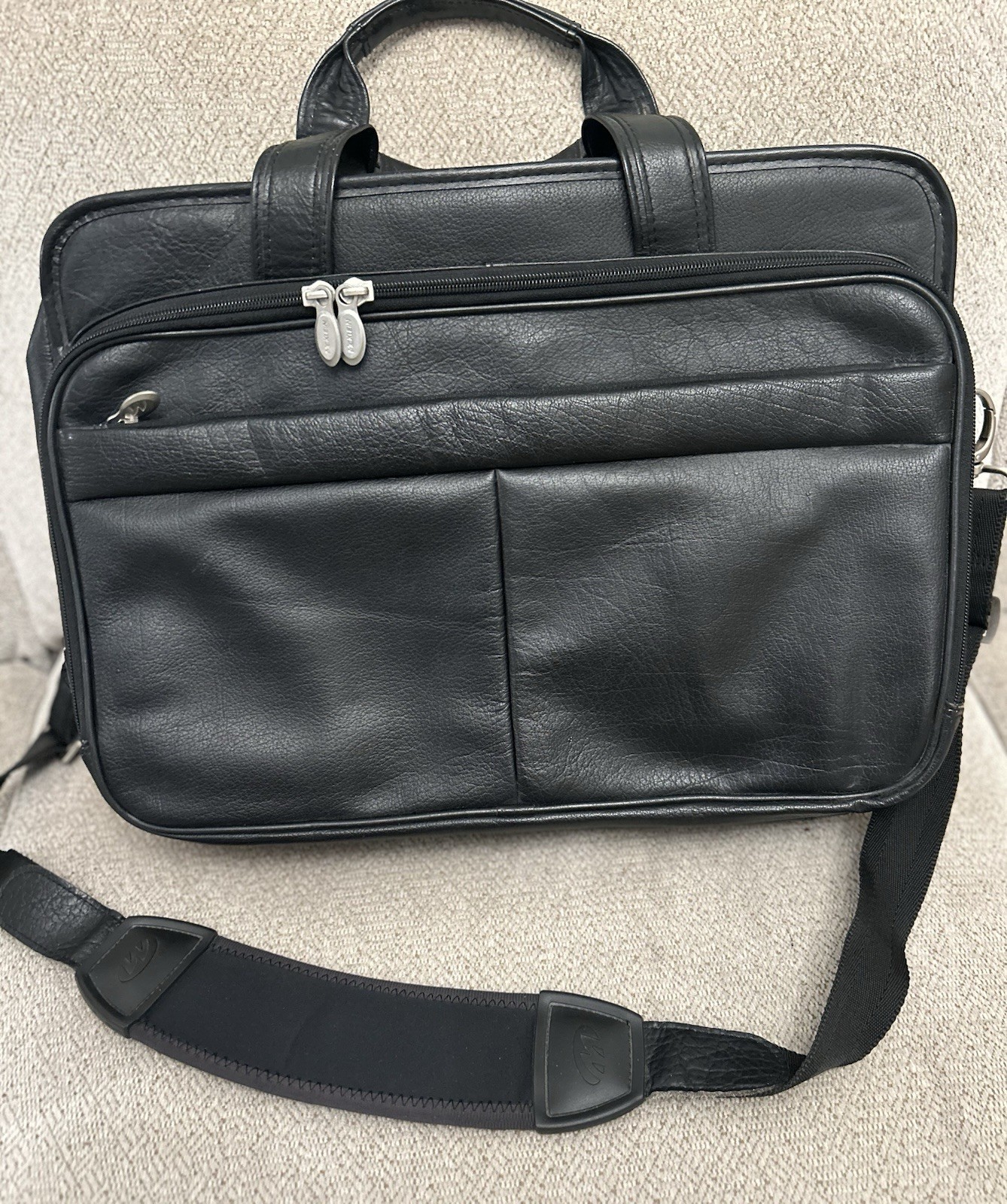 McKlein USA 17" Leather Expandable Double Compartment Laptop Briefcase