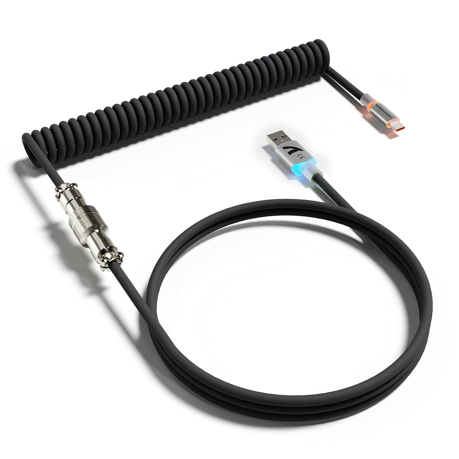 ATTACK SHARK C01 Ultra Custom Coiled USB C to A Cable for Mechanical Keyboard
