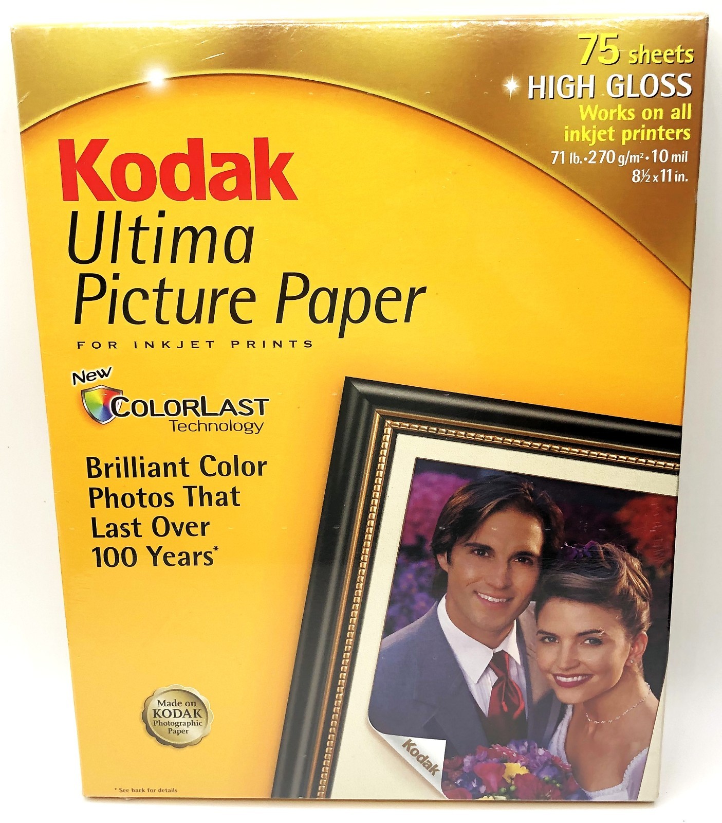 NIB Kodak Ultima Photo Paper High Gloss Brilliant ColorLast Technology;75 Sheets