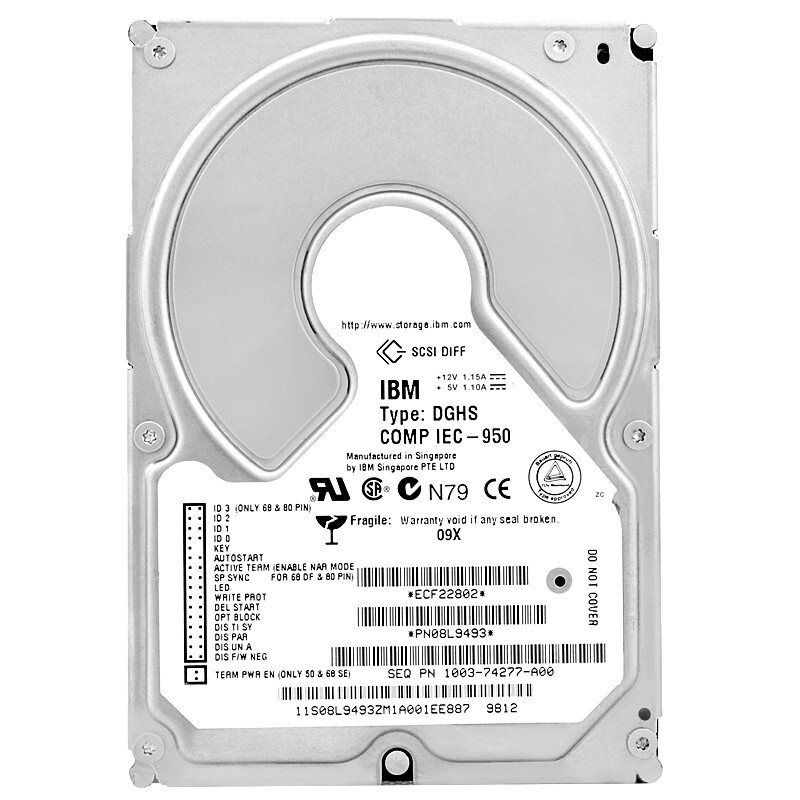 IBM 9GB Dghs Full IEC-950 SCSI 68-pin 3.5" Inch Hard Drive 08L9493