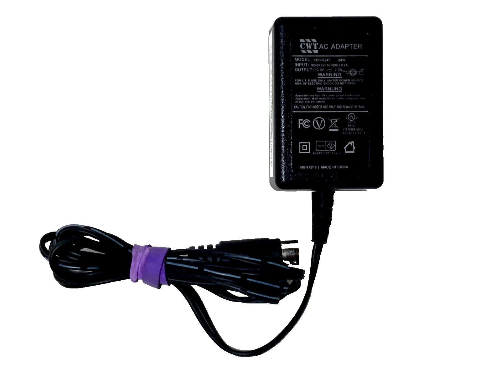 Genuine CWT Power Adapter KPC-024F 12V 2A 24W 4-Pin for ALI-QVR4108H DS-7204HWI