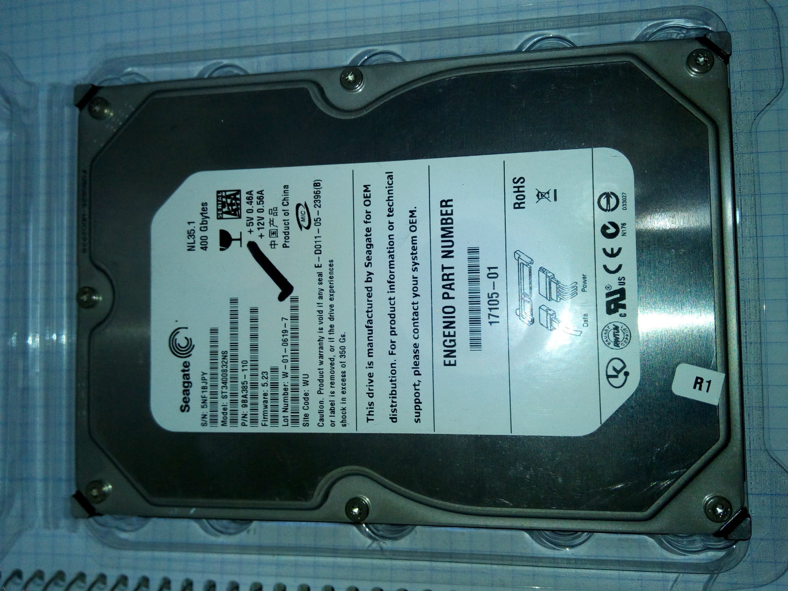 ENGENIO 17105-01 400GB SATA 3.5" Hard Disk Drive (Seagate NL35.1 ST3400832NS)