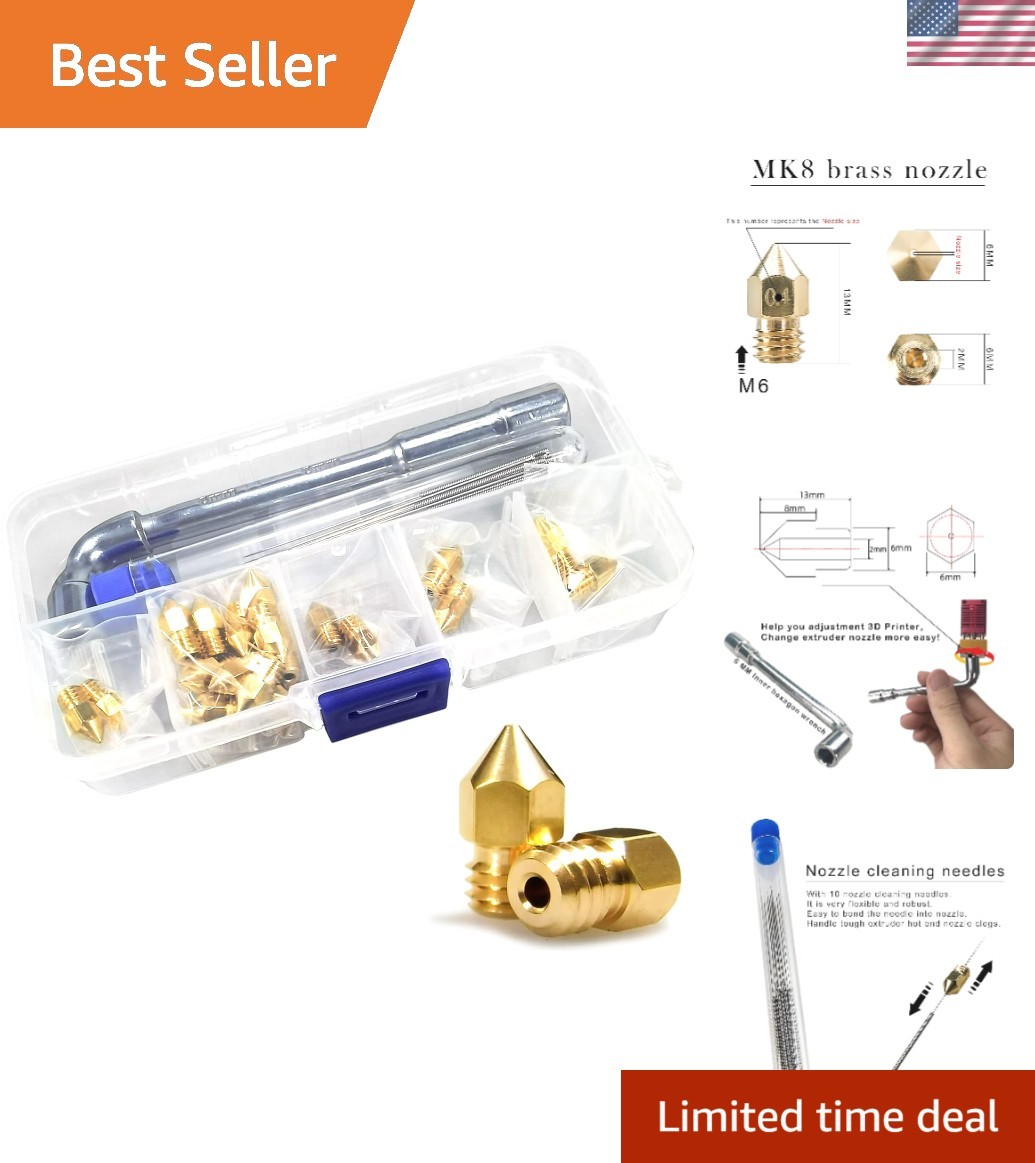 Comprehensive 24-Piece MK8 Brass Nozzles - Enhance Your 3D Printing Experience