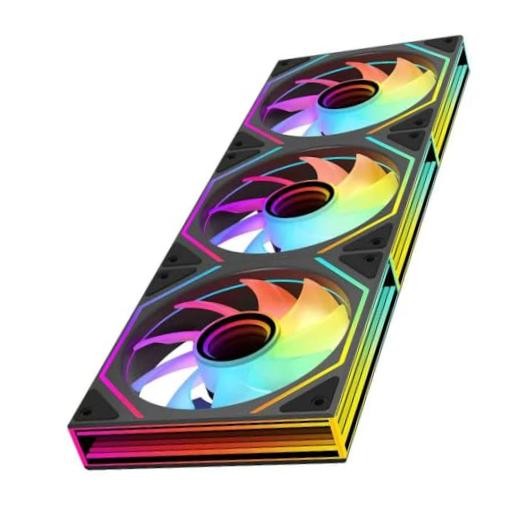 Prism6 MAX X3 120mm ARGB PC Case Fan - 3-Sided 6Max_Forward_3Pack Black