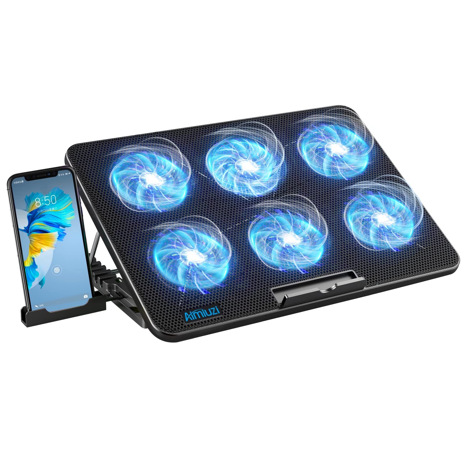 Laptop Cooling Pad Gaming Laptopr with 6 Quiet Fans, Cooling Pad Fits 12-17 Inch