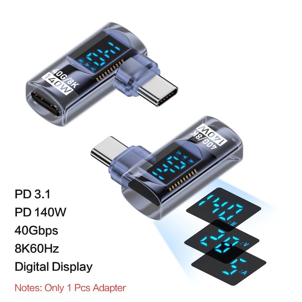 MOSHOU 90 Degree USB C Adapter Right Angle 40Gbps PD 140W USB4 8K 60Hz