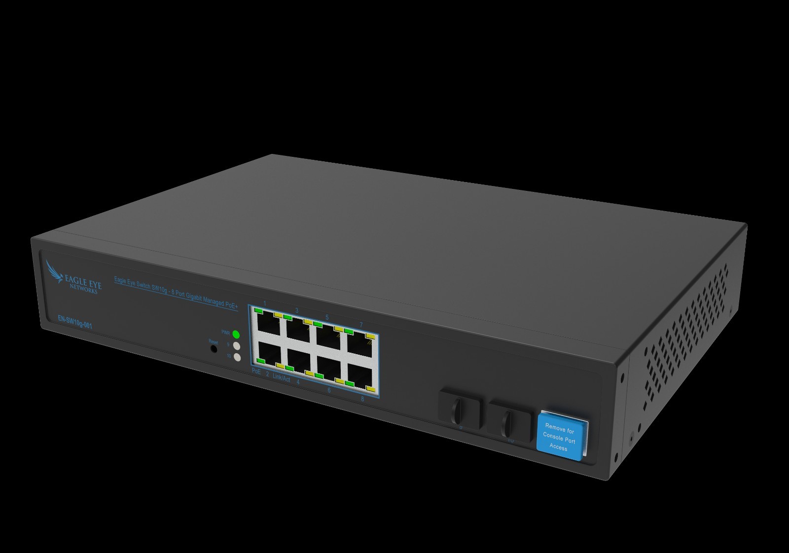 Eagle Eye Networks EN-SW10G-001 8-Port Gigabit Managed PoE+ Switch Dual SFP
