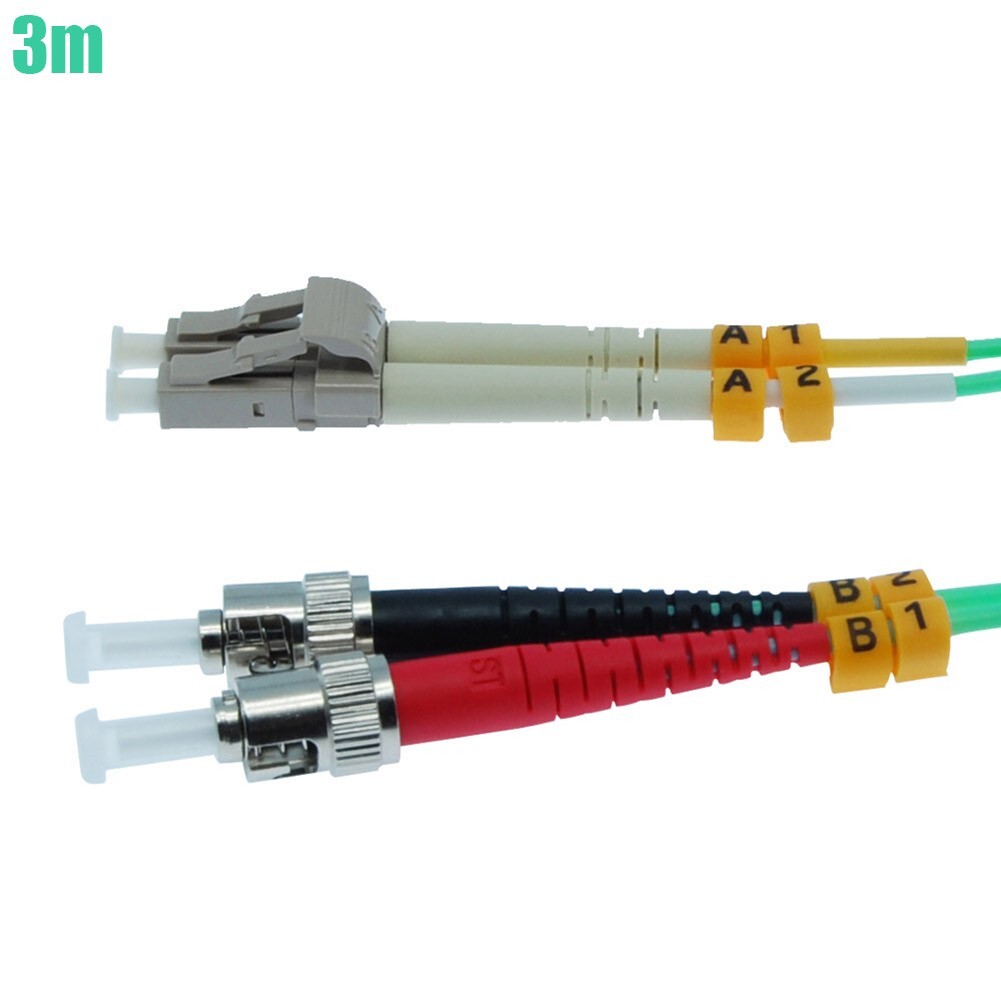3M 10ft LC-ST 10Gb 50/125 OM3 Duplex Fiber Optic Patch Network Cord Cable Aqua